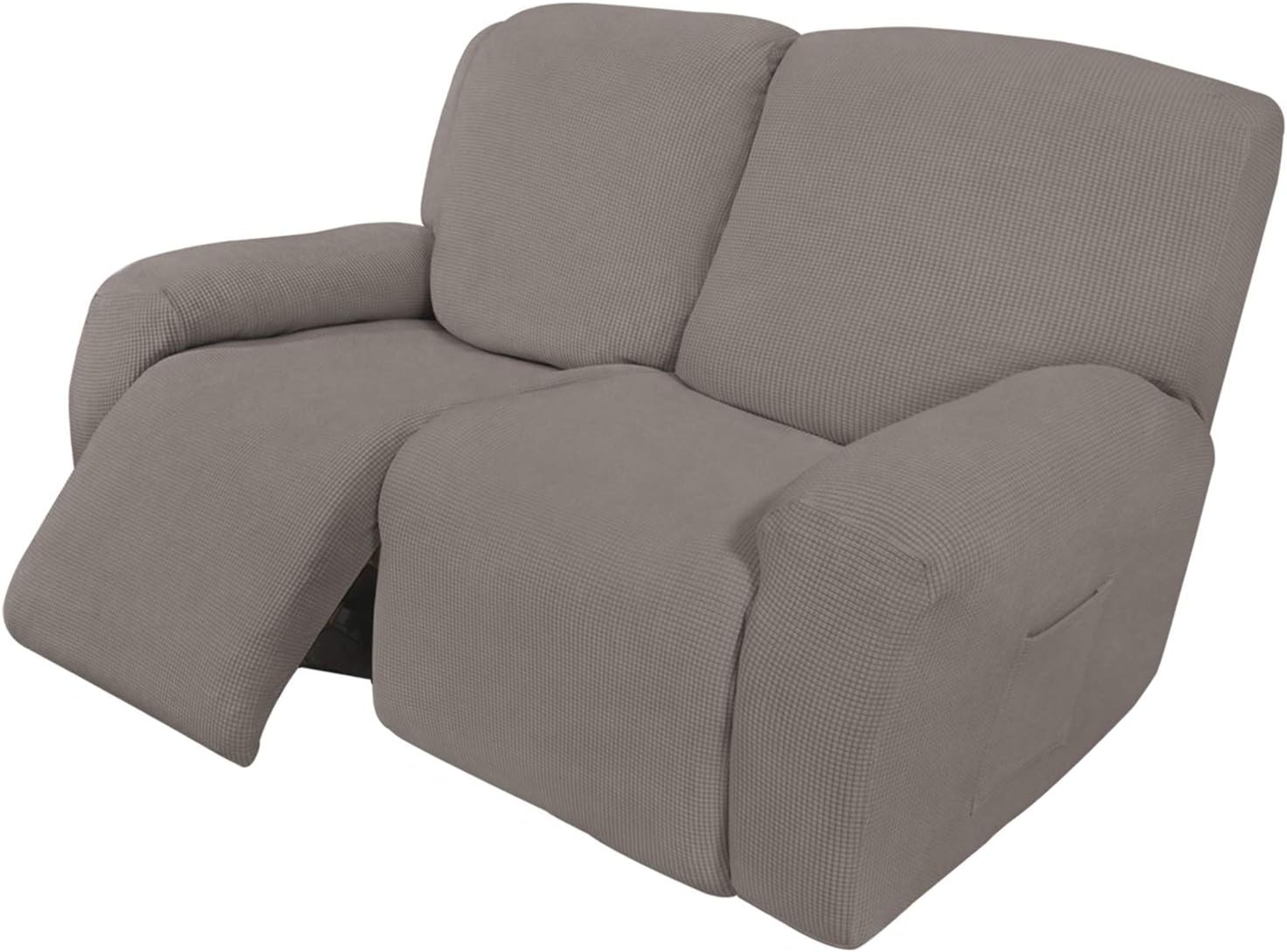 Easy-Going Recliner Stretch Sofa Slipcover Sofa Cover 4-Pieces Furniture Protector Couch Soft with Elastic Bottom, Spandex Jacquard Fabric Small Checks(Recliner,Dark Gray)