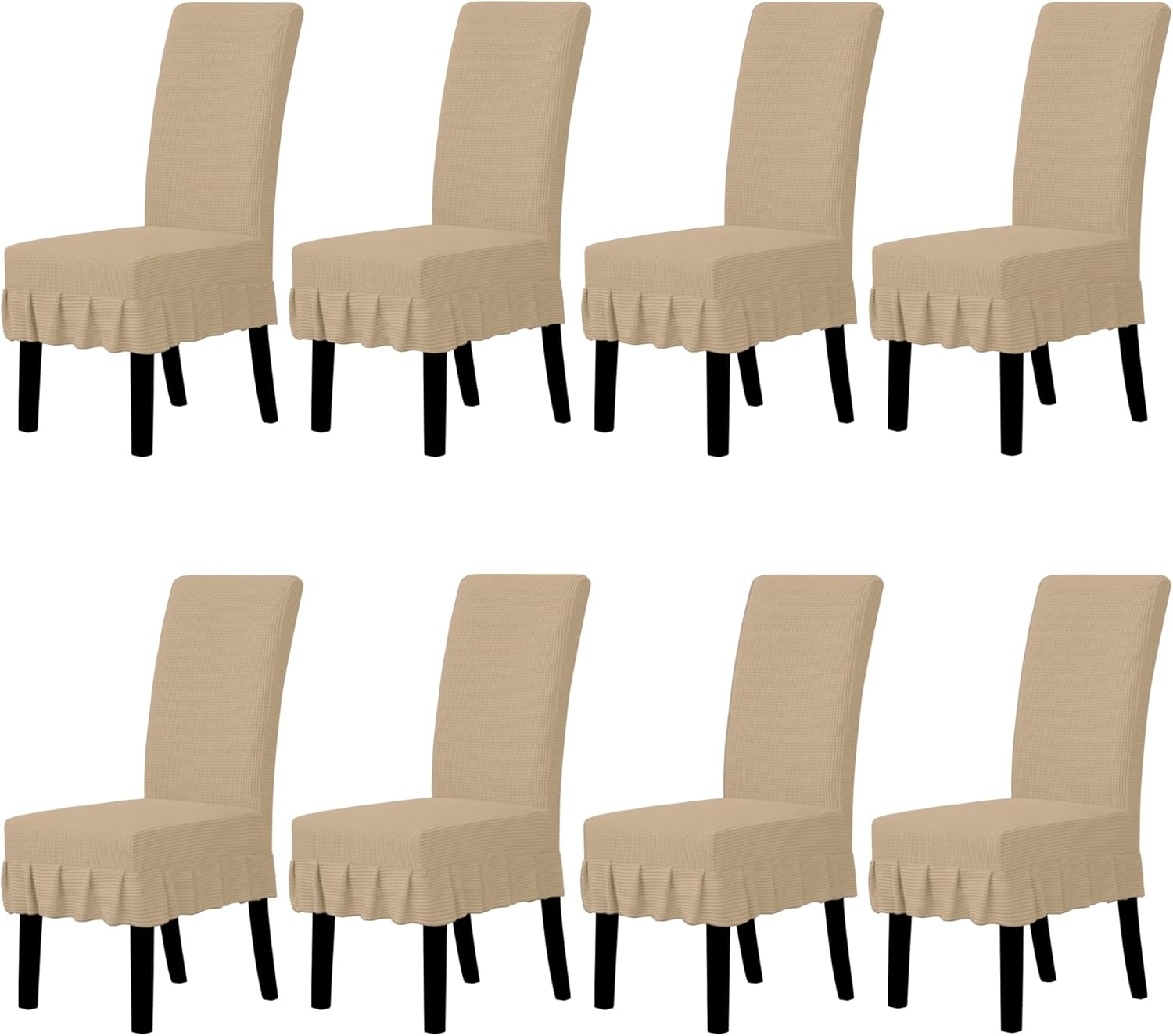 Easy-Going Dining Chair Covers Stretch Parsons Chair Slipcover with Skirt Chair Covers for Dining Room Restaurant Banquet (2 PCS, Light Gray)