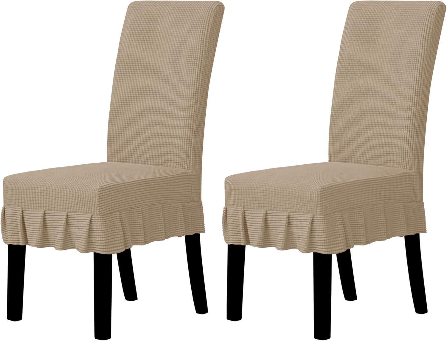 Easy-Going Dining Chair Covers Stretch Parsons Chair Slipcover with Skirt Chair Covers for Dining Room Restaurant Banquet (2 PCS, Light Gray)
