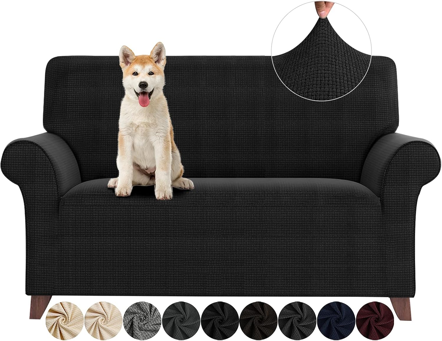 ZNSAYOTX Chair Slipcovers with Arms for Living Room High Stretchy Spandex Pet Friendly Armchair Furniture Protection Covers (Black and White, Chair)