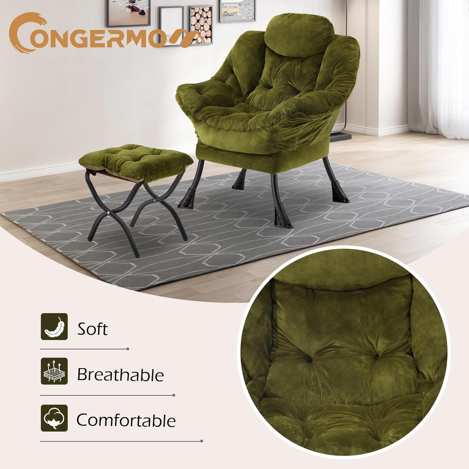 Lazy Chair with Folding Ottoman