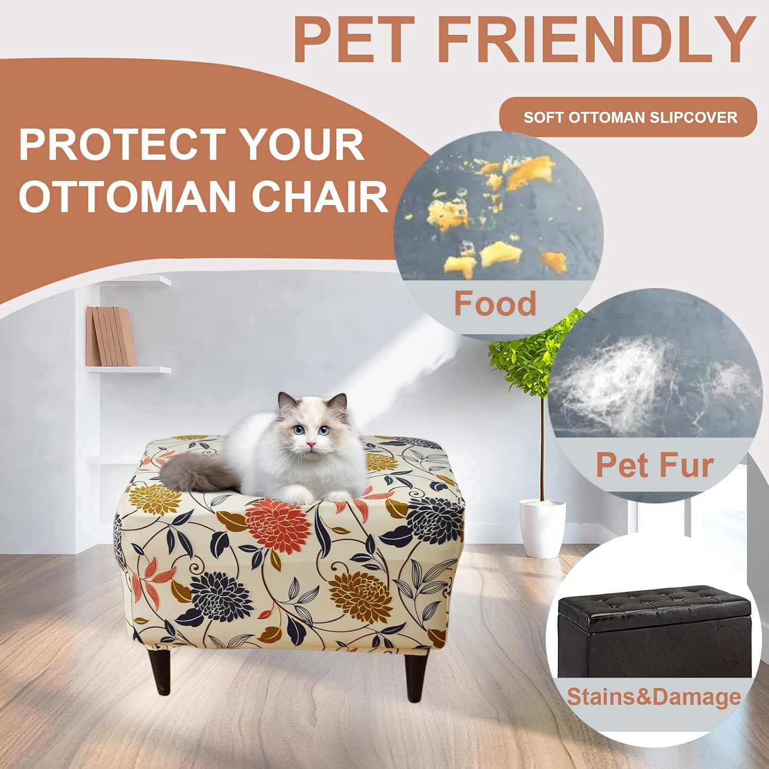 Stretch Ottoman Cover Rectangular