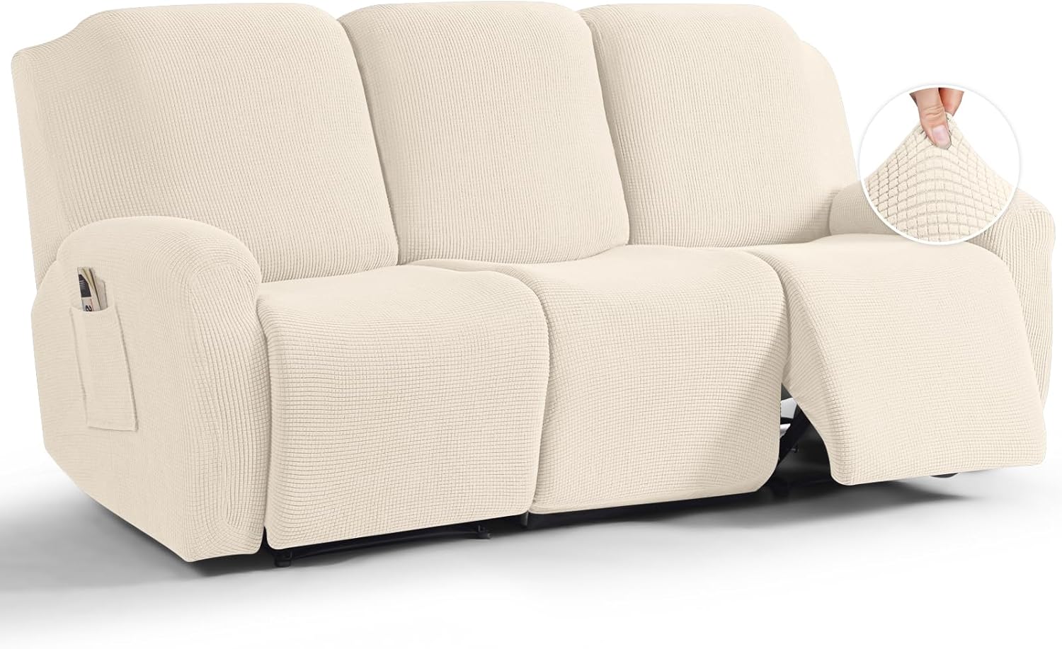 TAOCOCO Recliner Cover 4-Pieces, Recliner Stretch Sofa Slipcover, Recliner Cover 1 Seat, Couch Protector Soft, Furniture Protector Covers with Elastic,Chair Covers Jacquard Pattern (Grey)