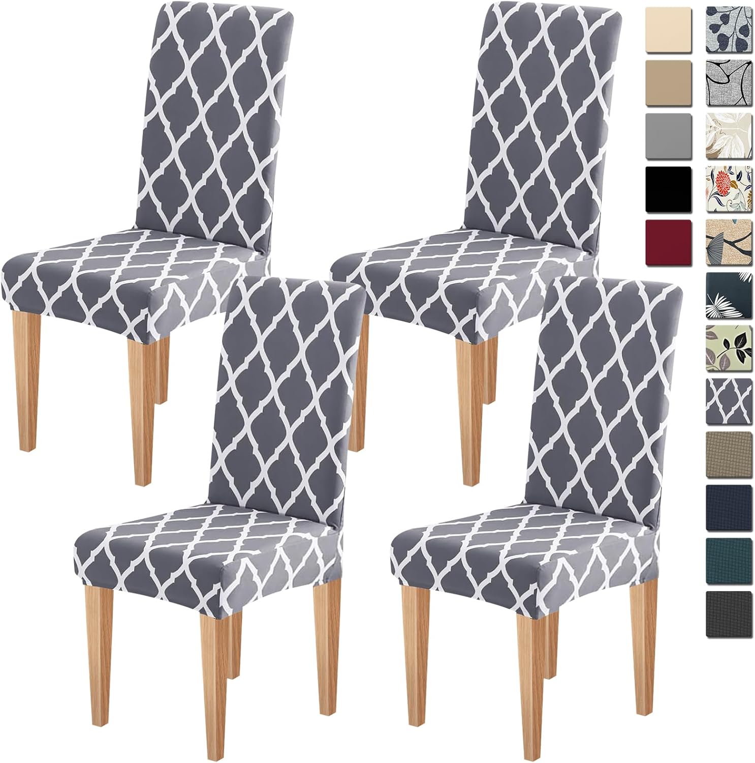 Dioxide High Stretch Chair Covers for Dining Chairs, Washable Dining Chair Covers Set of 6, Soft Kitchen Chairs Seat Covers, Parsons Chair Slipcovers Protectors for Home Hotel Restaurant Banquet