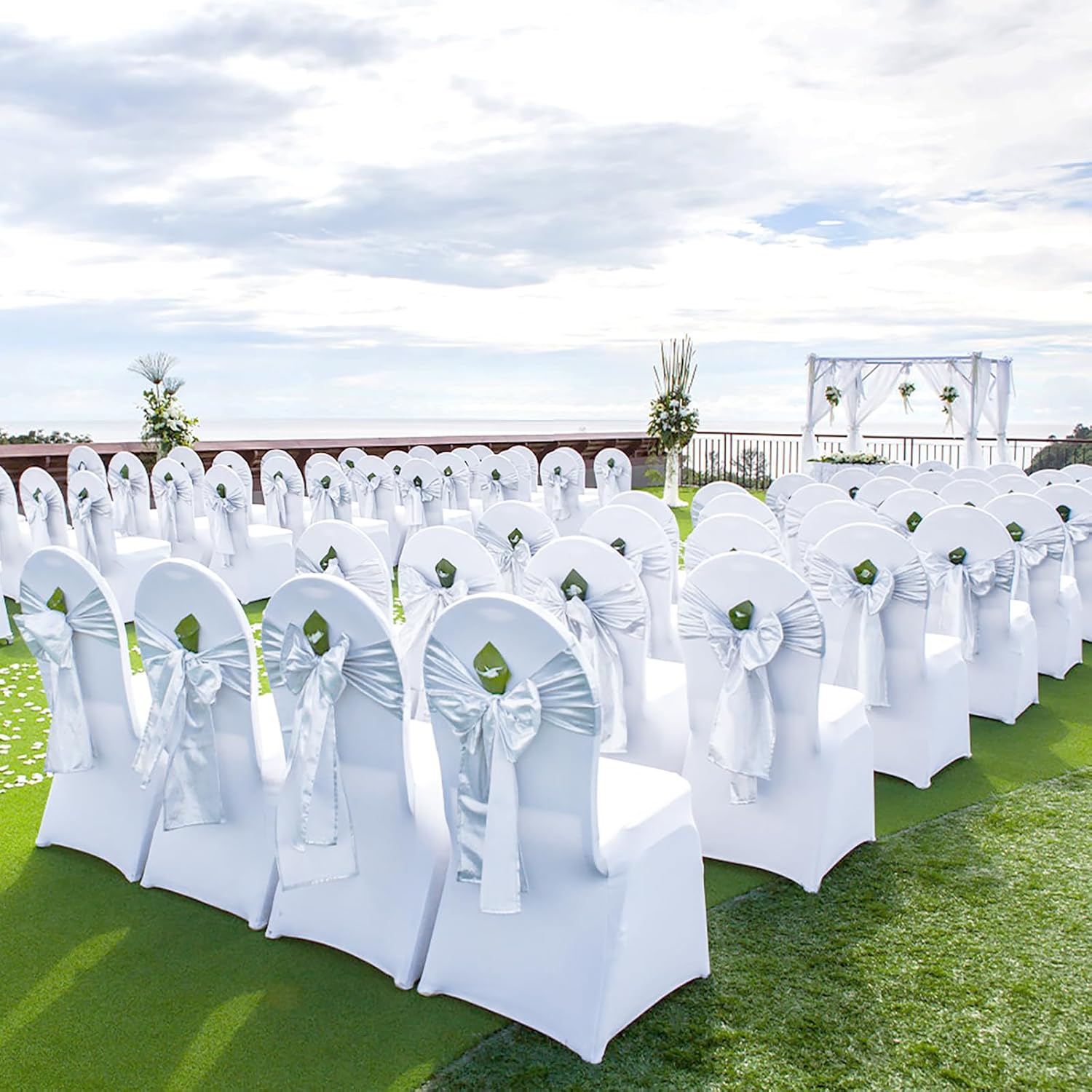 30 PCS White Folding Chair Covers