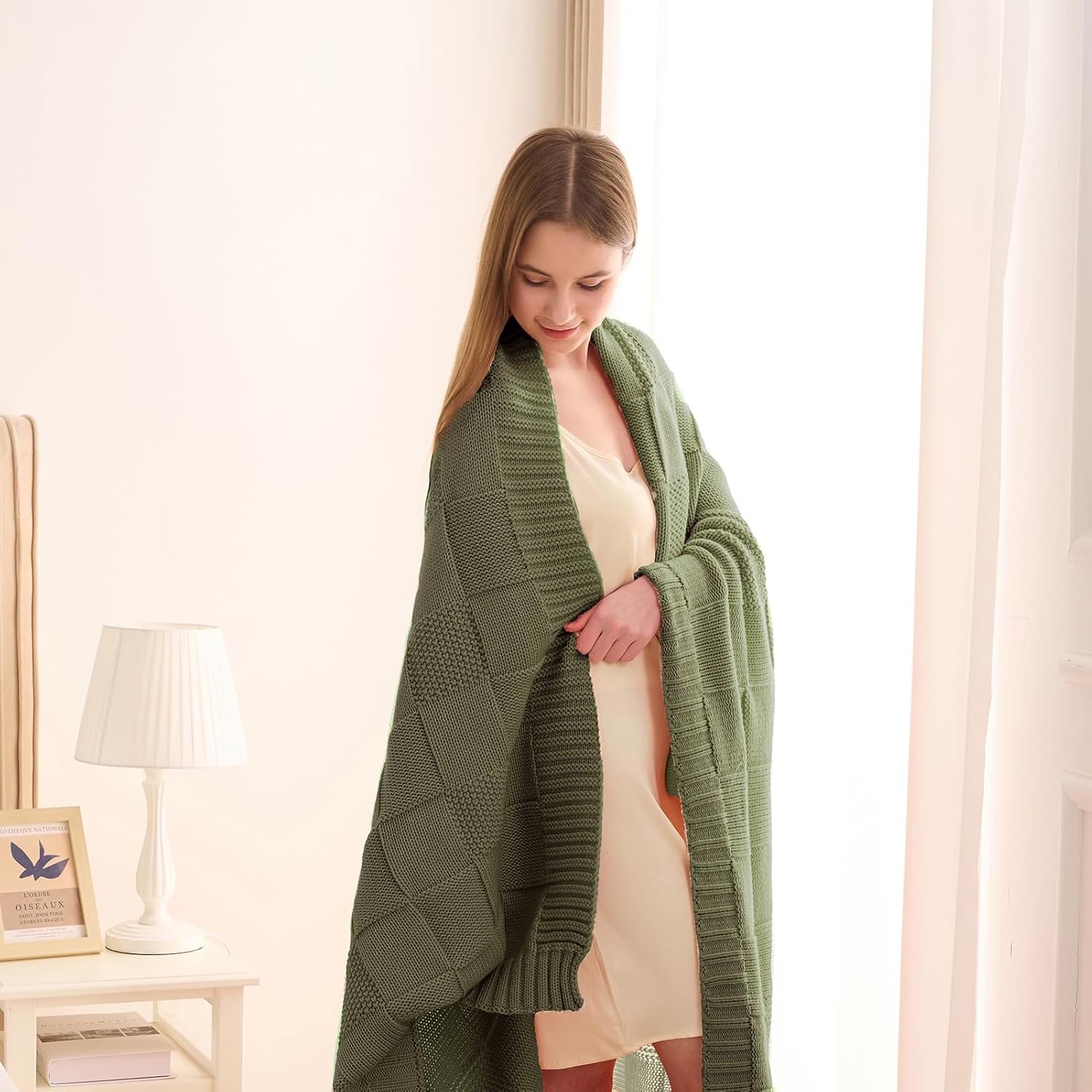 Check Knit Throw Blanket