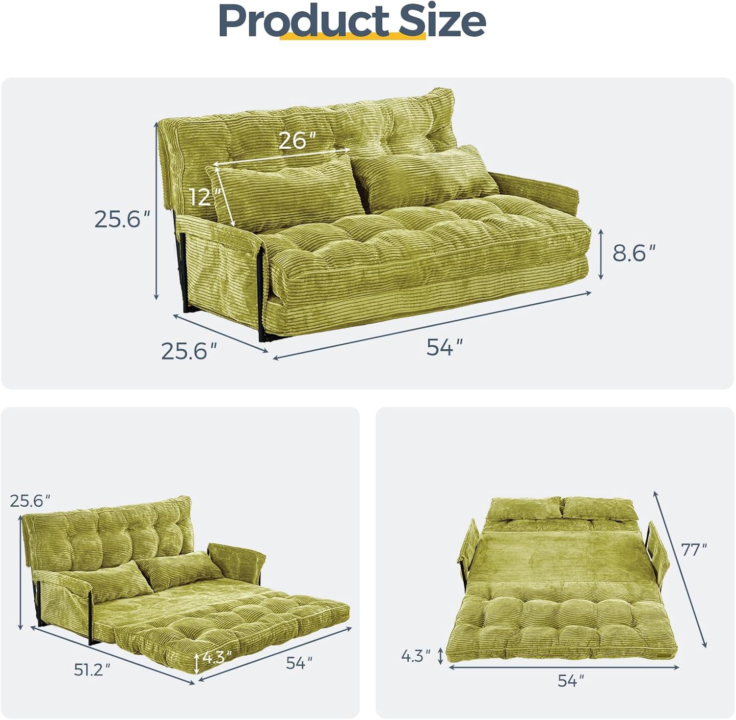 Adjustable Floor Sofa Couch with Pillow