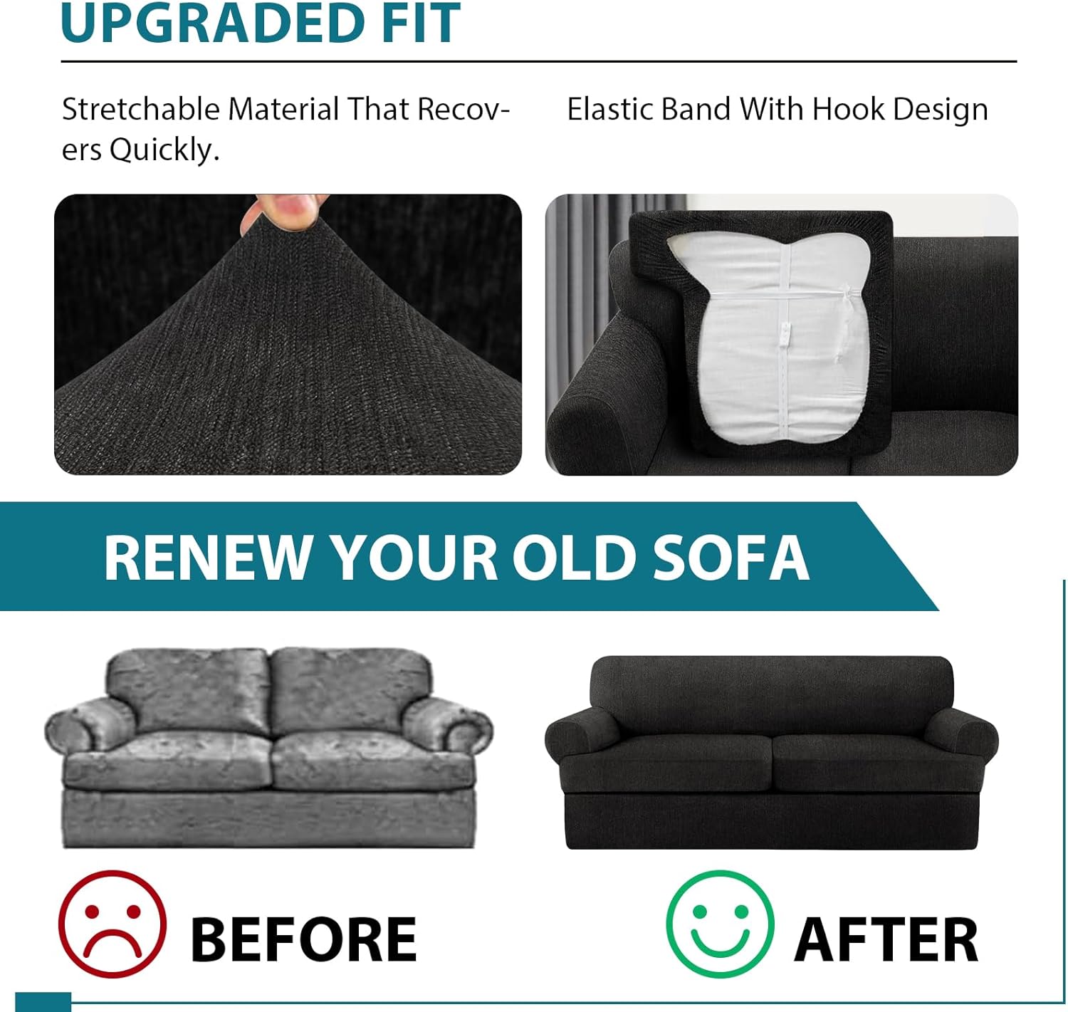 2 Pieces T Cushion Chair Covers