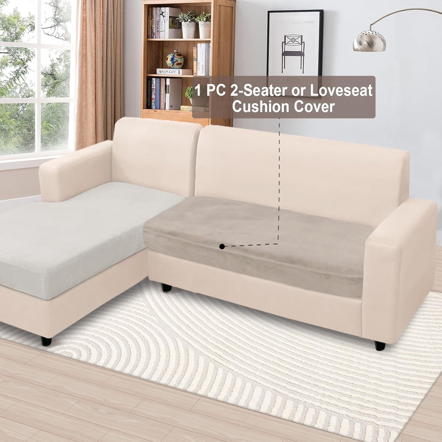 NAISI Sectional Couch Cover 4 Pieces Velvet Separate Couch Cushion Covers L Shape Soft Stretch Sofa Slipcovers with 2pcs Pillowcases for Left/Right Chaise Sectional Couch(3 Seater+1 Chaise,Dark Grey)