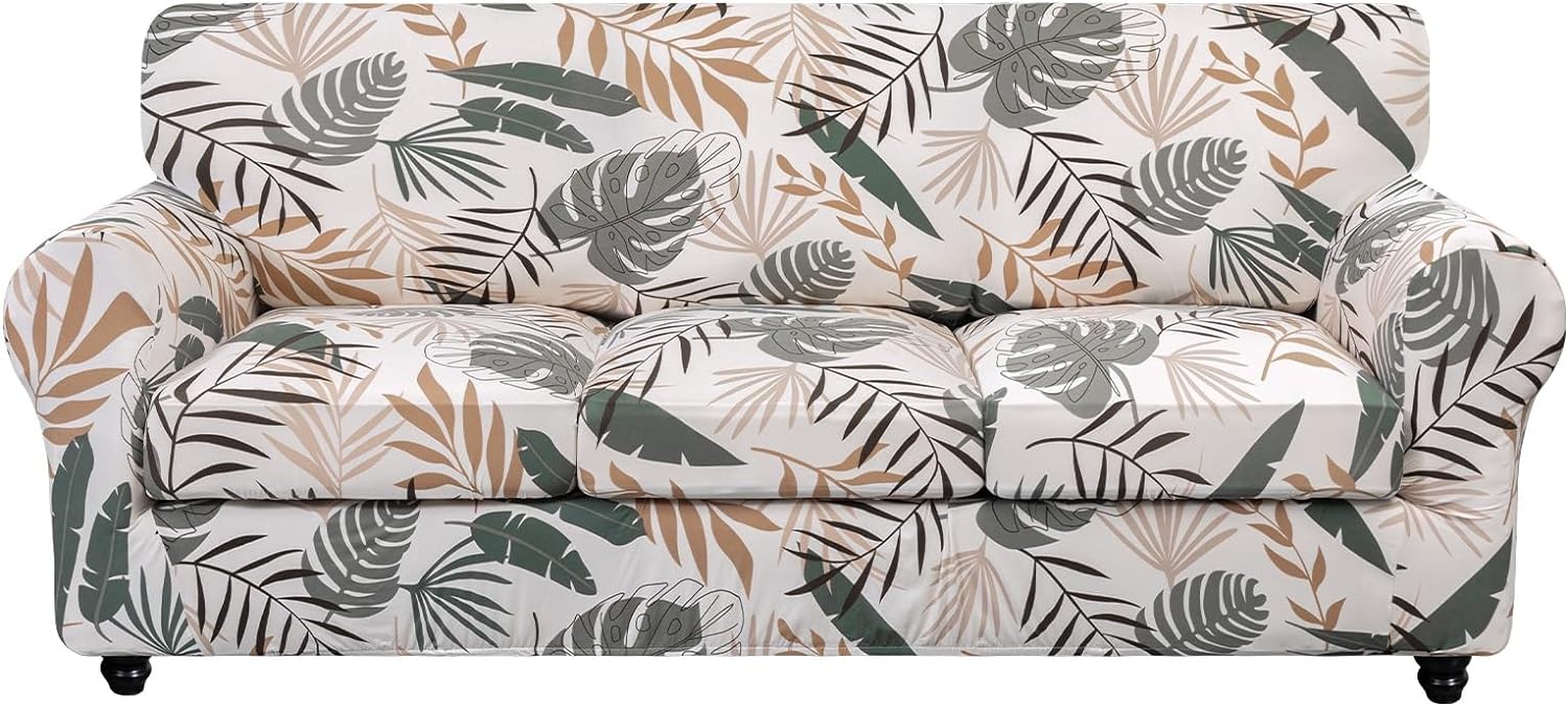 SearchI Stretch Sofa Cover Printed Couch Covers, Floral Pattern 2 Piece Armchair Slipcover with Separate Chair Cushion Cover, Washable Furniture Protector for Living Room(Armchair, Ball Flower)