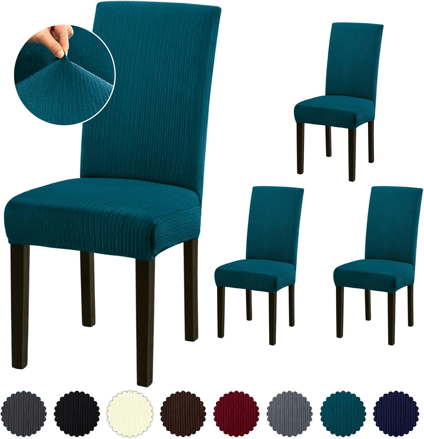 Stretch Dining Room Chair Covers Set of 6, Removable Washable Chair Covers for Dining Chairs,Dining Room, Hotel, Ceremony