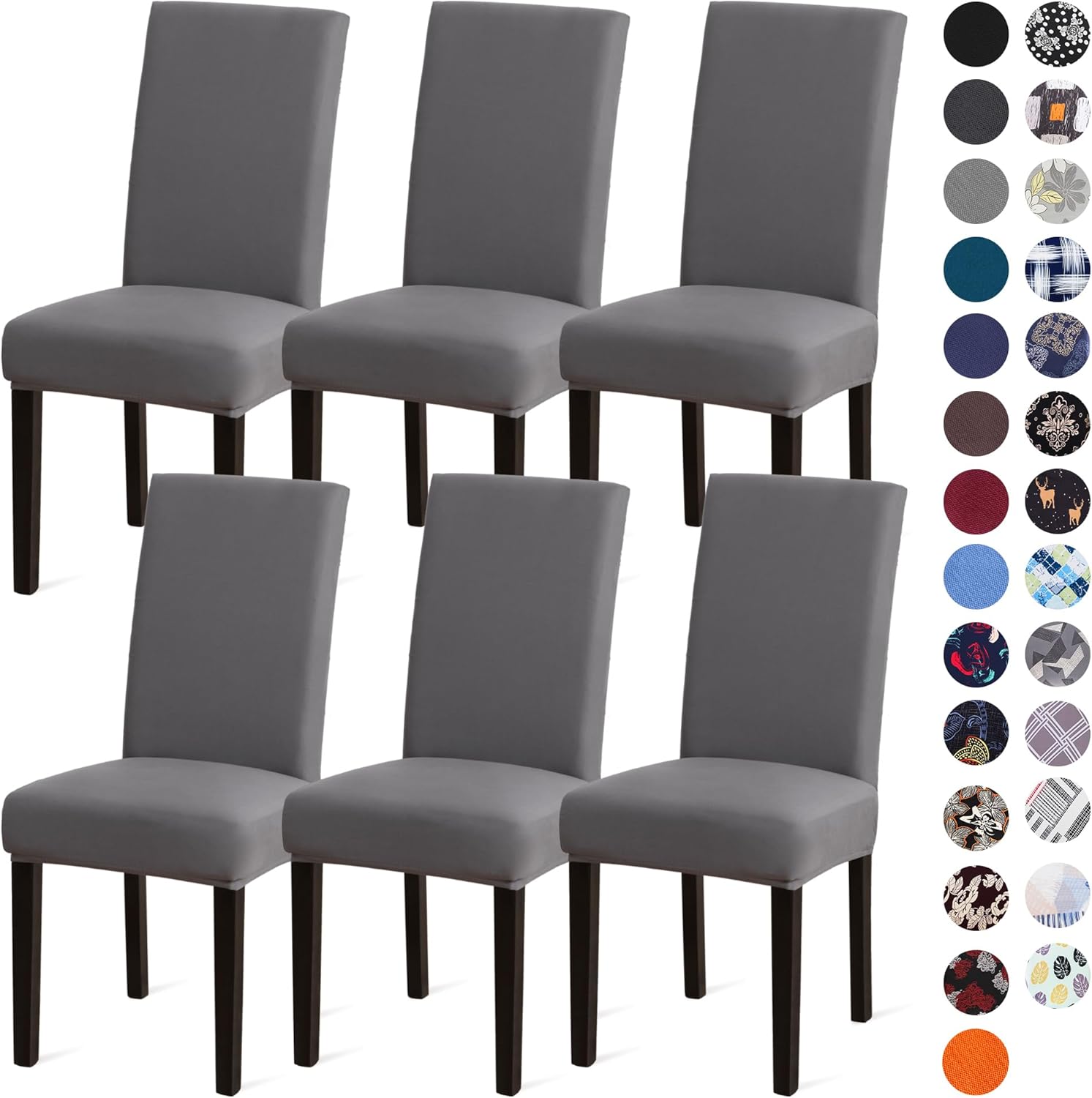 Sufdari Dining Chair Covers,Kitchen Cover,Parsons Slipcover,Spandex Protectors for Room Stretch Chairs Cover Set of 4 -Gray