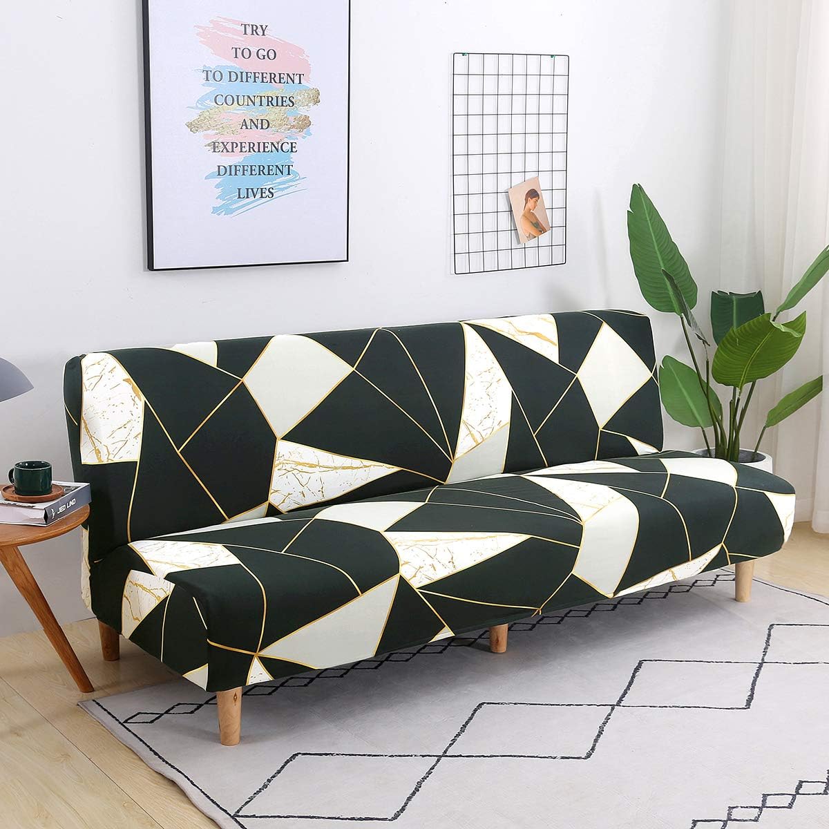 Armless Futon Slipcovers Stretch Folding Sofa