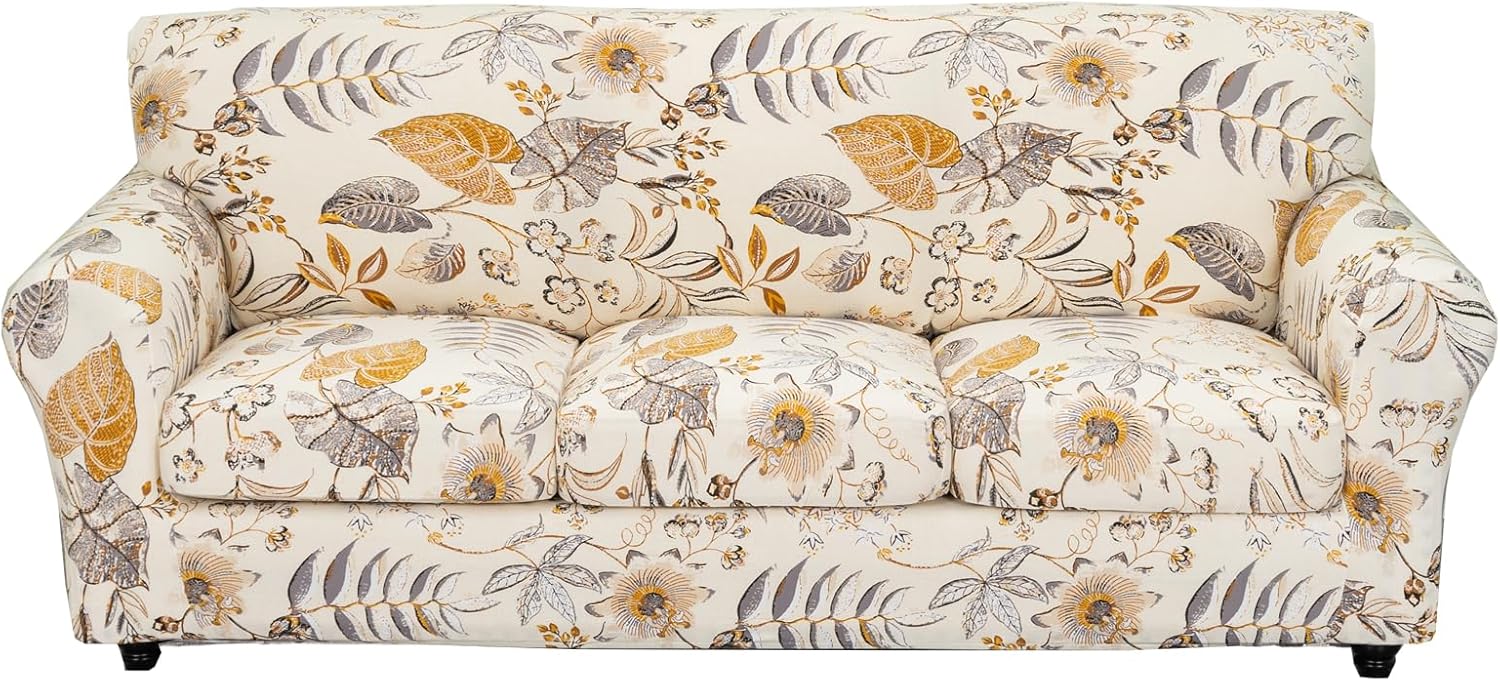 KRFOONN 2 Piece Chair Covers Printed Sofa Covers Couch Covers Washable Armchair Sofa Couch Slipcover Furniture Protector with Elastic Bottom for Living Room (Armchair, 23), Small