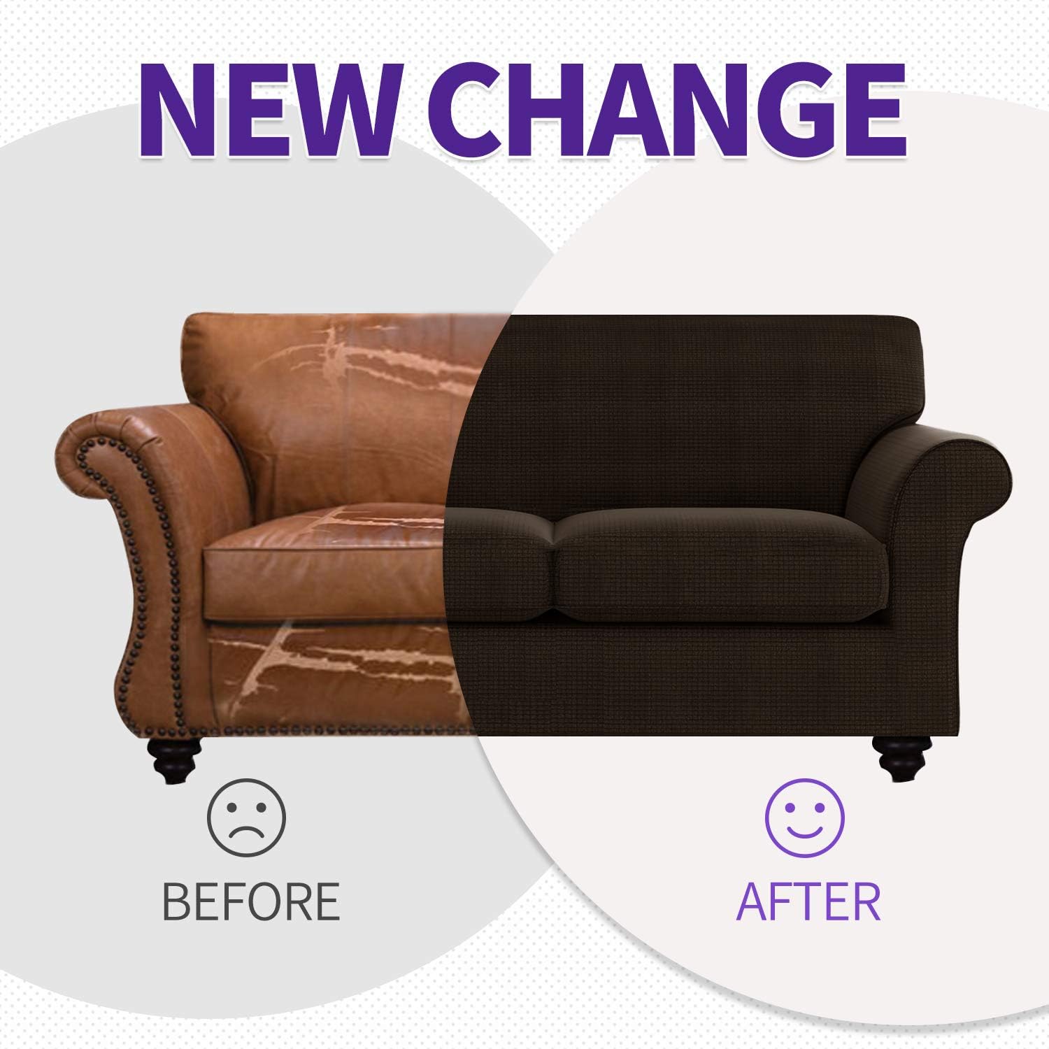 ZNSAYOTX 2 Piece Chair Covers for Living Room with Arms Anti Slip Stretch Arm Chair Slipcovers Sofa Armchair Slipcover Machine Washable Furniture Protector (Black and White, Chair)