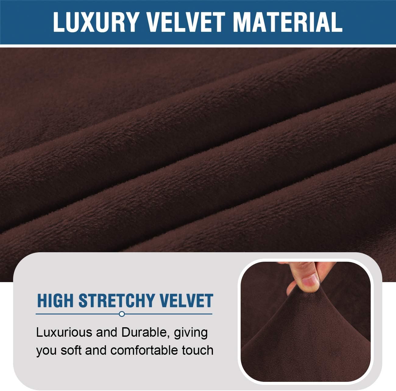 H.VERSAILTEX Armless Accent Chair Covers Thick Velvet Armless Chair Slipcovers High Stretch Chair Covers for Living Room Hotel Machine Washable Furniture Protector with Elastic Bottom, Ivory