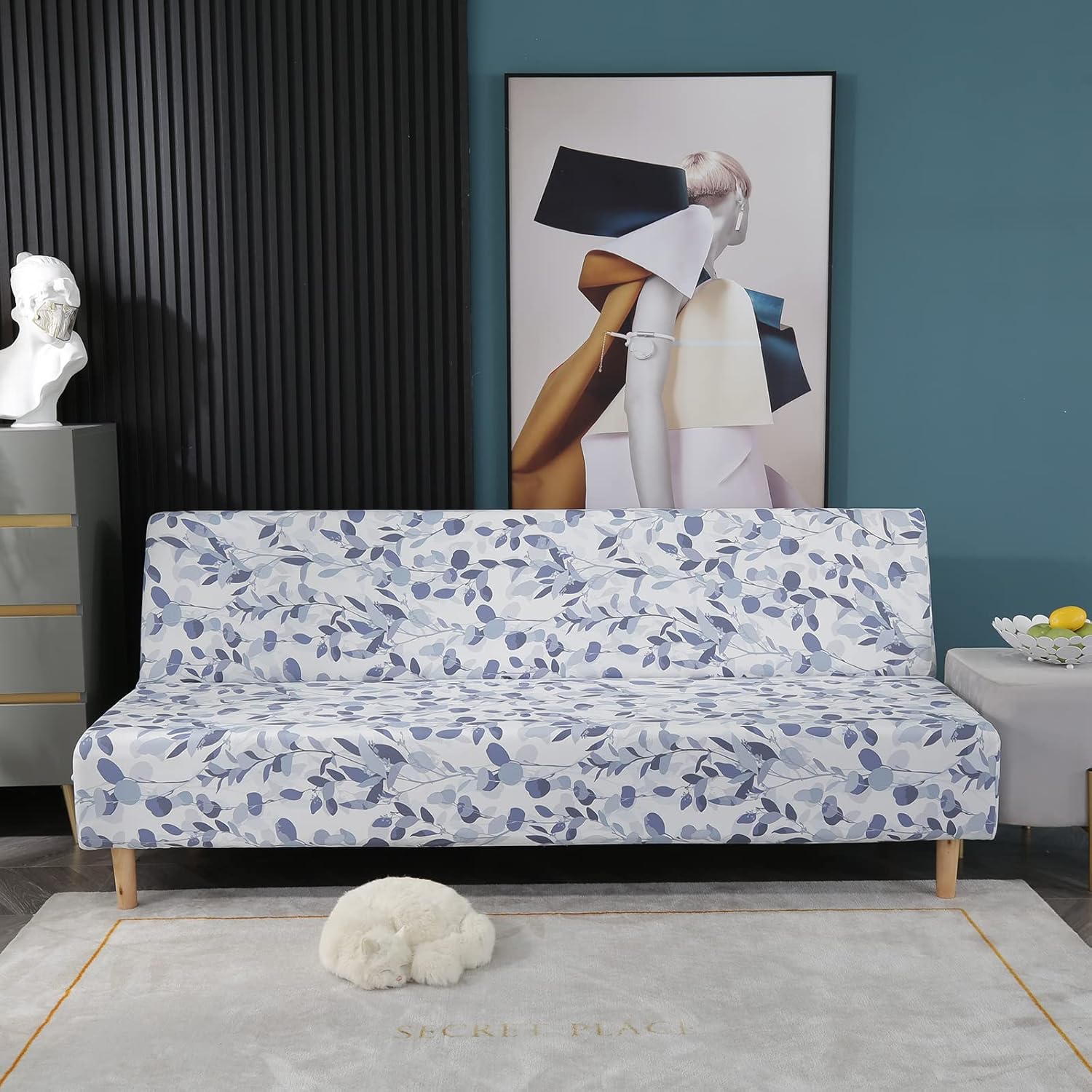 Armless Futon Slipcovers Stretch Folding Sofa