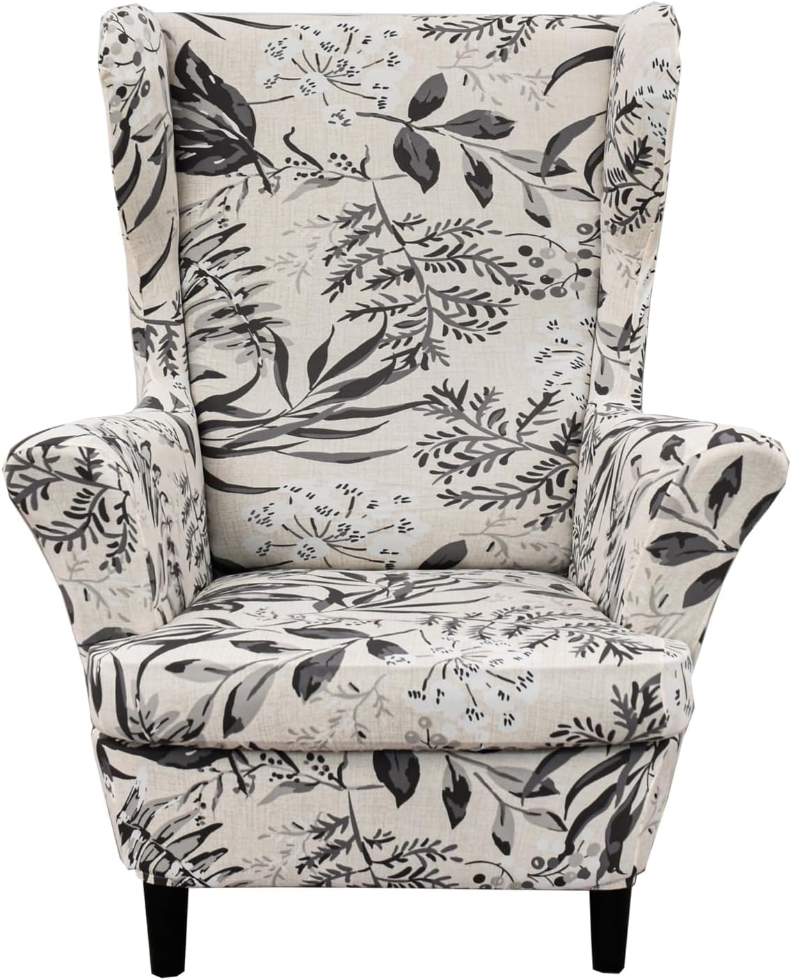 Wing Chair Slipcovers 2 Pieces Stretch Spandex Wingback Chair Covers Sofa Slipcover Printing Wingback Armchair Slipcovers Furniture Protector Couch Soft with Elastic Bottom for Wingback Chairs,12