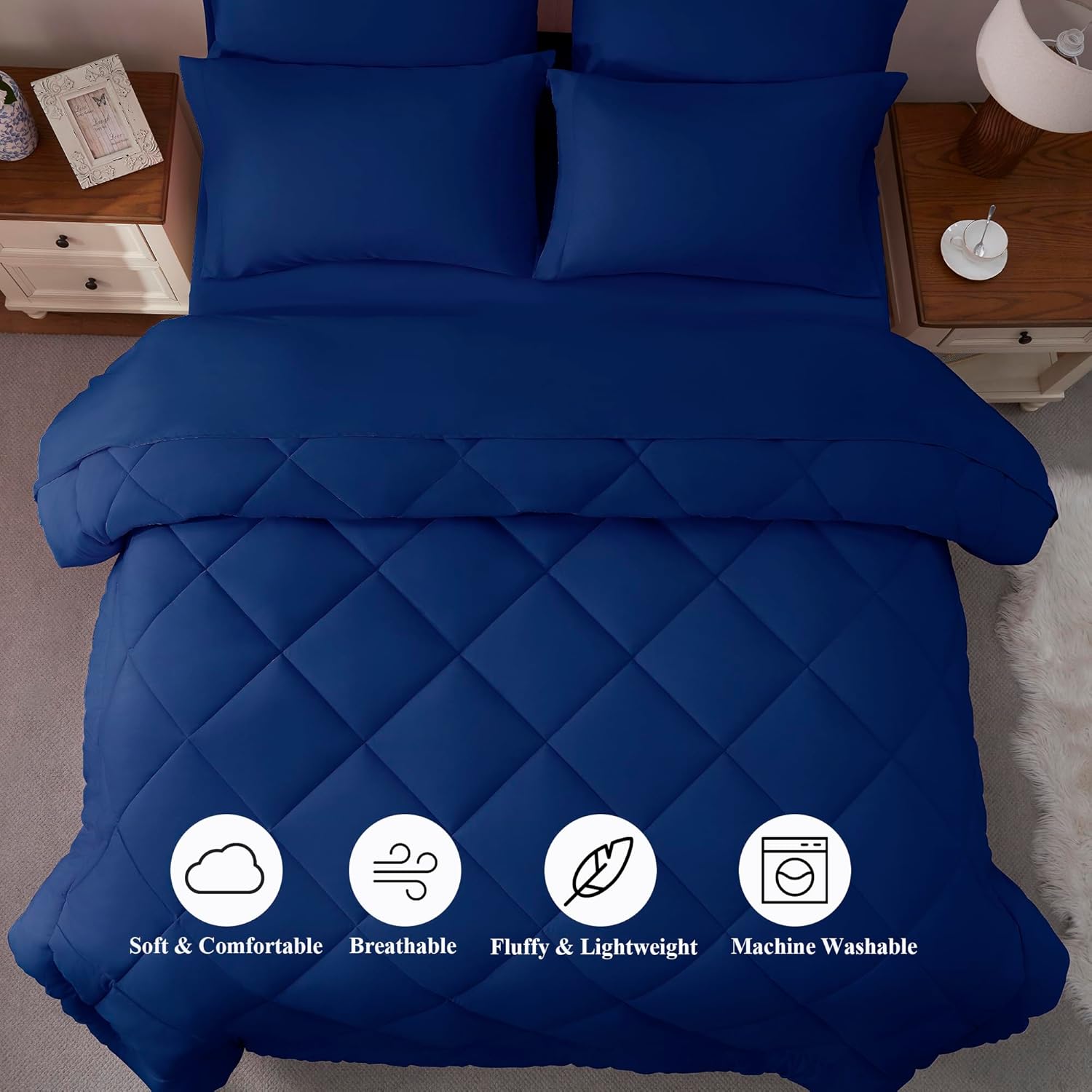 Full Comforter Set Purple- 7 Pieces