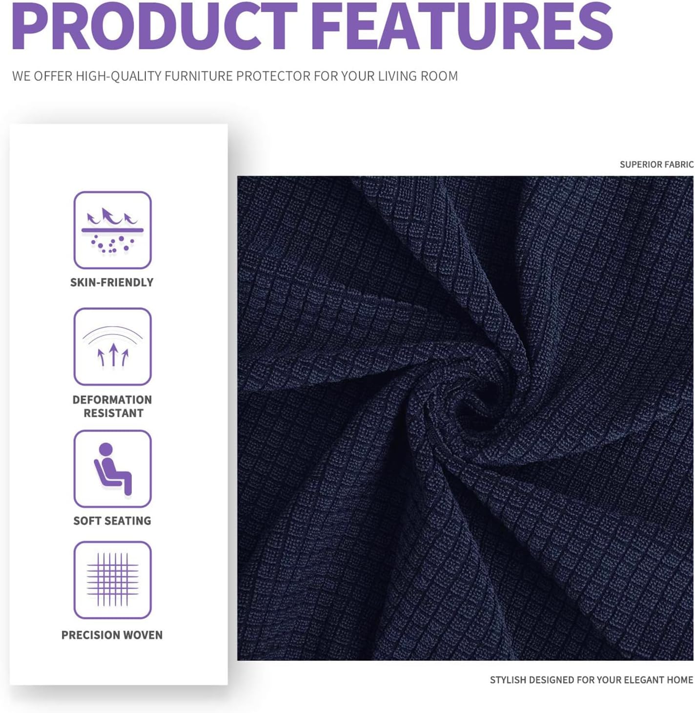 ZNSAYOTX 2 Piece Chair Covers for Living Room with Arms Anti Slip Stretch Arm Chair Slipcovers Sofa Armchair Slipcover Machine Washable Furniture Protector (Black and White, Chair)