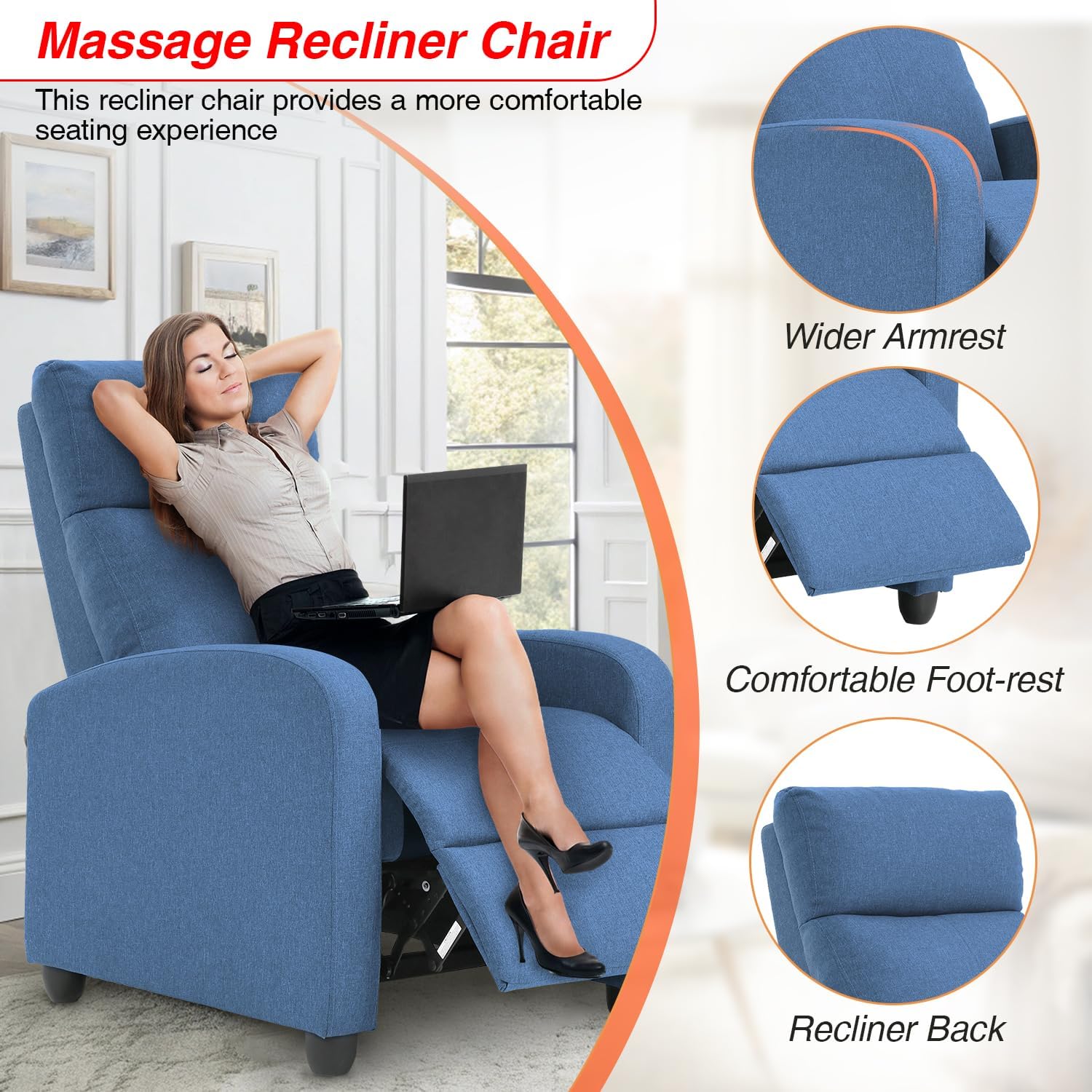 Theater Seating Single Reclining Sofa Lounge