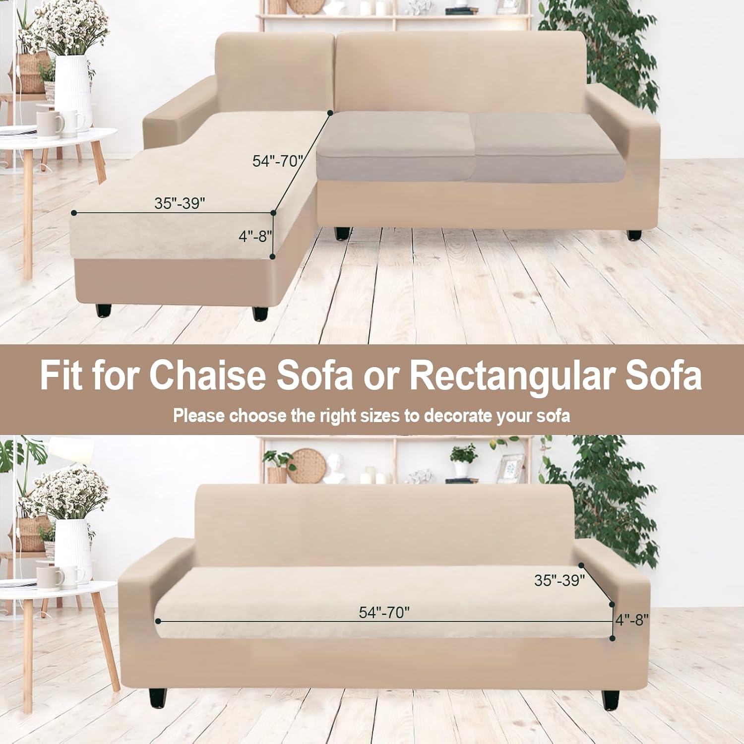 NAISI Sectional Couch Cover 4 Pieces Velvet Separate Couch Cushion Covers L Shape Soft Stretch Sofa Slipcovers with 2pcs Pillowcases for Left/Right Chaise Sectional Couch(3 Seater+1 Chaise,Dark Grey)