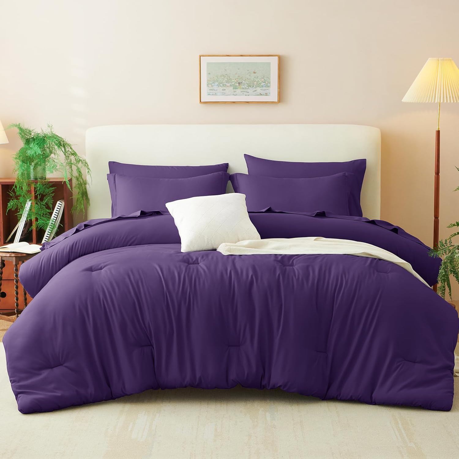 Queen Comforter Set Black, 7 Pieces