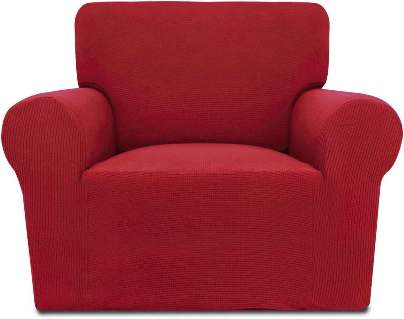 PureFit Stretch Chair Sofa Slipcover – Spandex Jacquard Non Slip Soft Couch Sofa Cover, Washable Furniture Protector with Non Skid Foam and Elastic Bottom for Kids (Chair, Dark Gray)