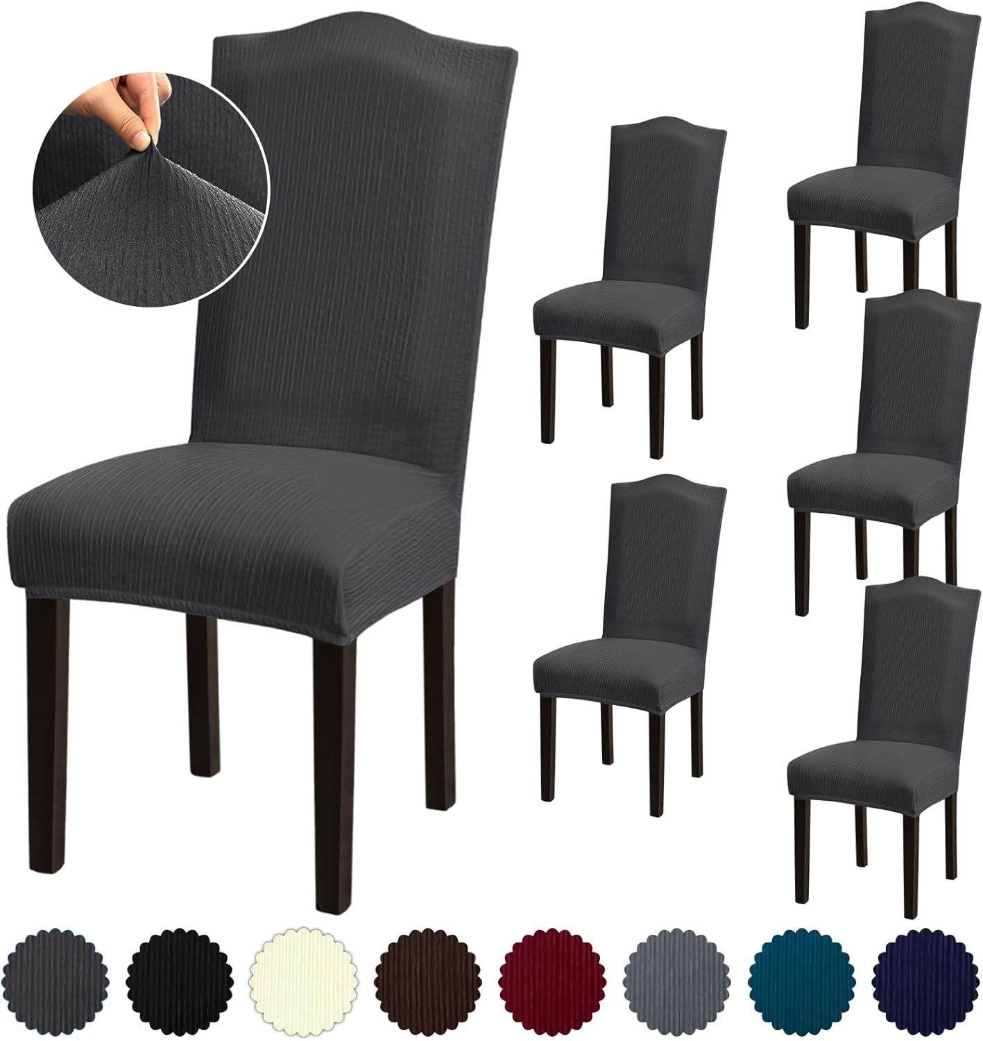 Stretch Dining Room Chair Covers Set of 6, Removable Washable Chair Covers for Dining Chairs,Dining Room, Hotel, Ceremony