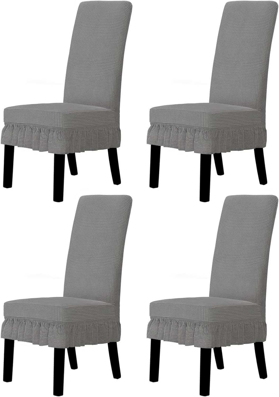 Easy-Going Dining Chair Covers Stretch Parsons Chair Slipcover with Skirt Chair Covers for Dining Room Restaurant Banquet (2 PCS, Light Gray)