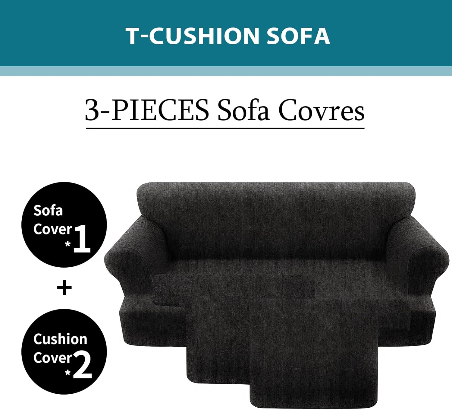 2 Pieces T Cushion Chair Covers