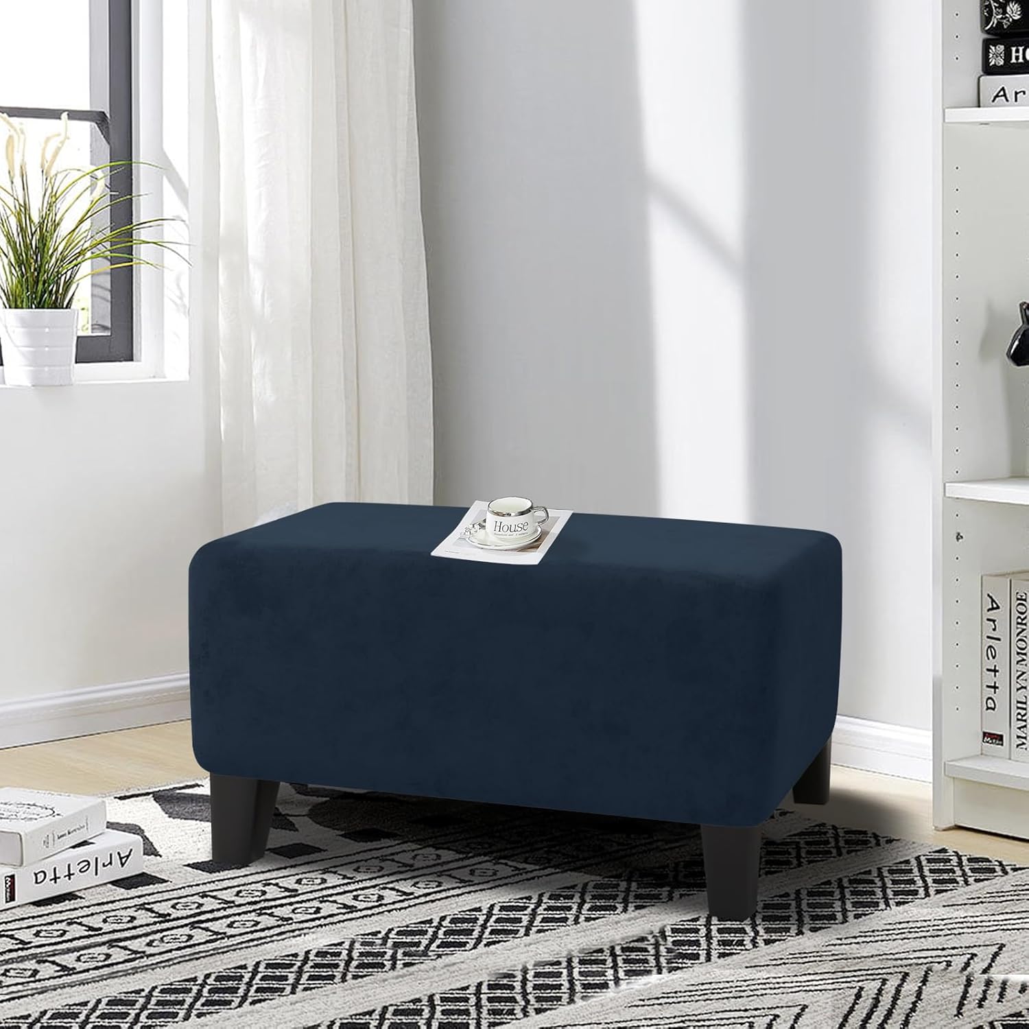 Velvet Ottoman Cover Rectangular