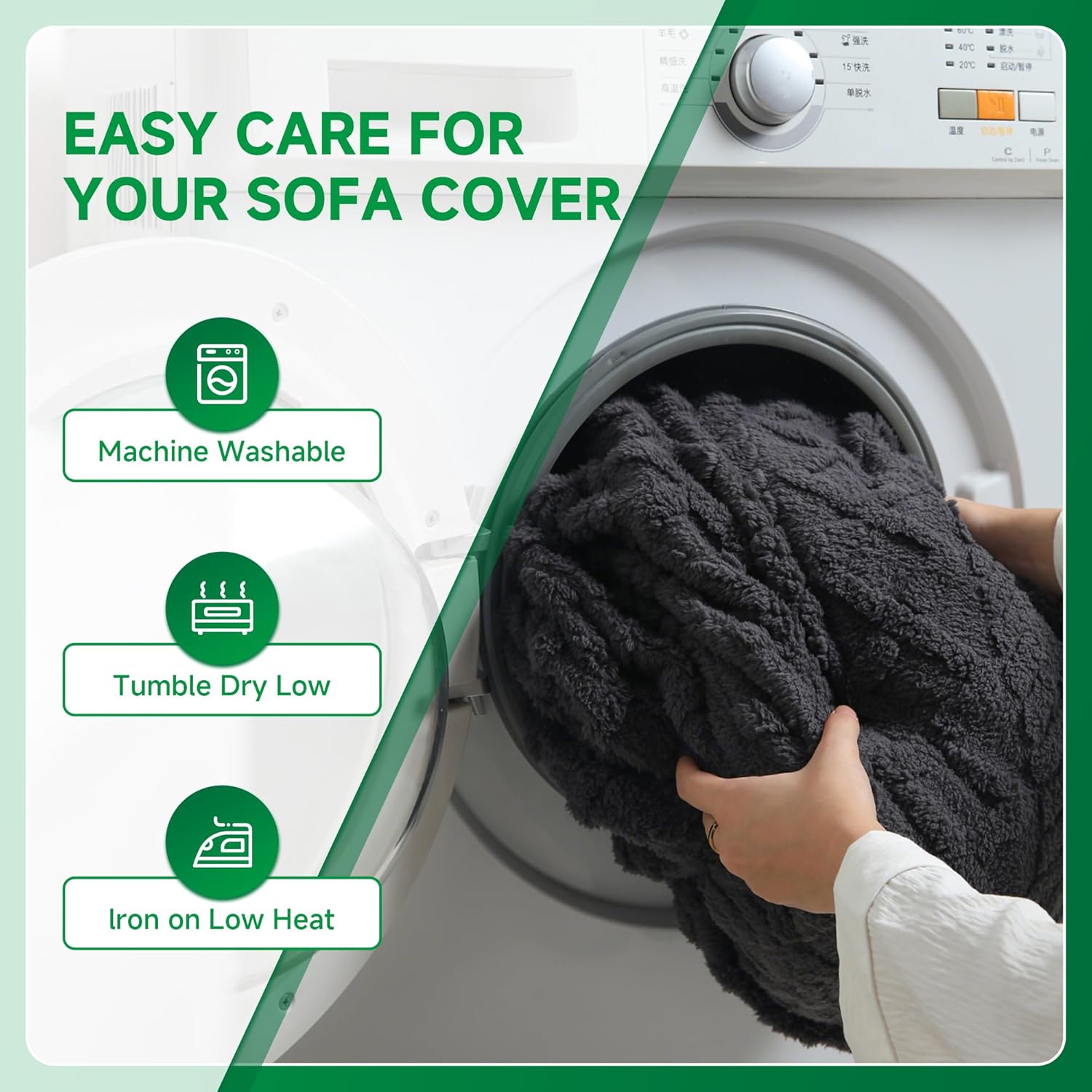 Couch Cushion Covers, Super Soft Thicker Fleece Sofa Cover Stretch Sectional Sofa Slipcover Washable Pet Friendly Anti-Slip Stain Resistant Furniture Cover for Home(1 Back Cover,Dark Gray)