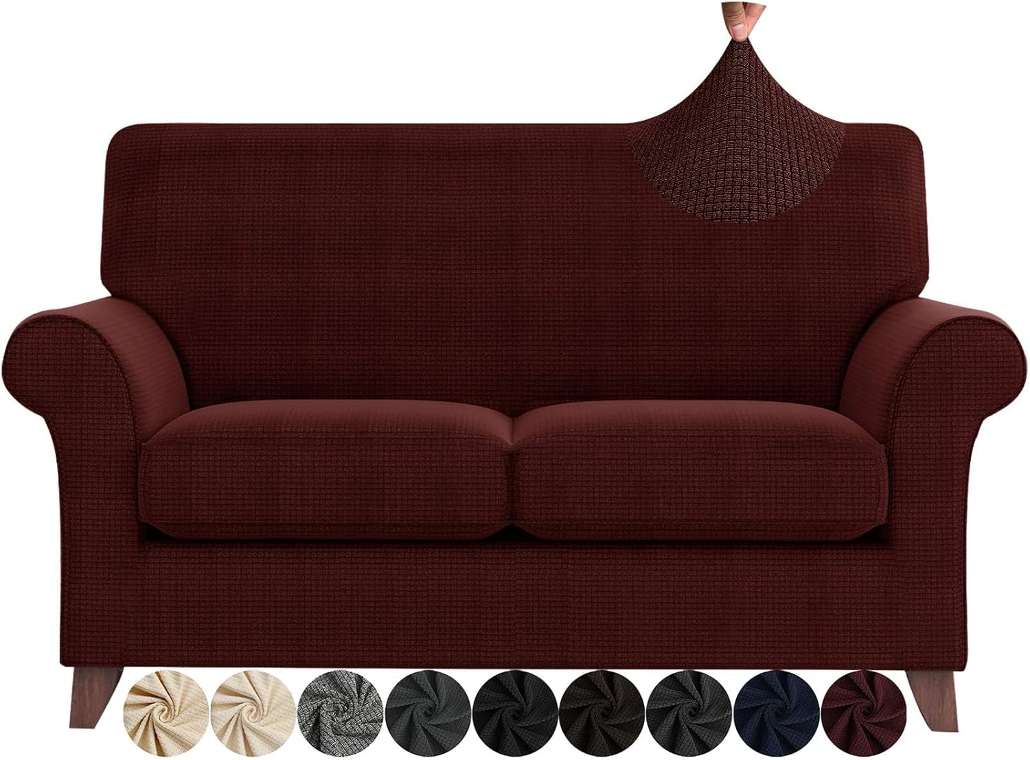 ZNSAYOTX 2 Piece Chair Covers for Living Room with Arms Anti Slip Stretch Arm Chair Slipcovers Sofa Armchair Slipcover Machine Washable Furniture Protector (Black and White, Chair)