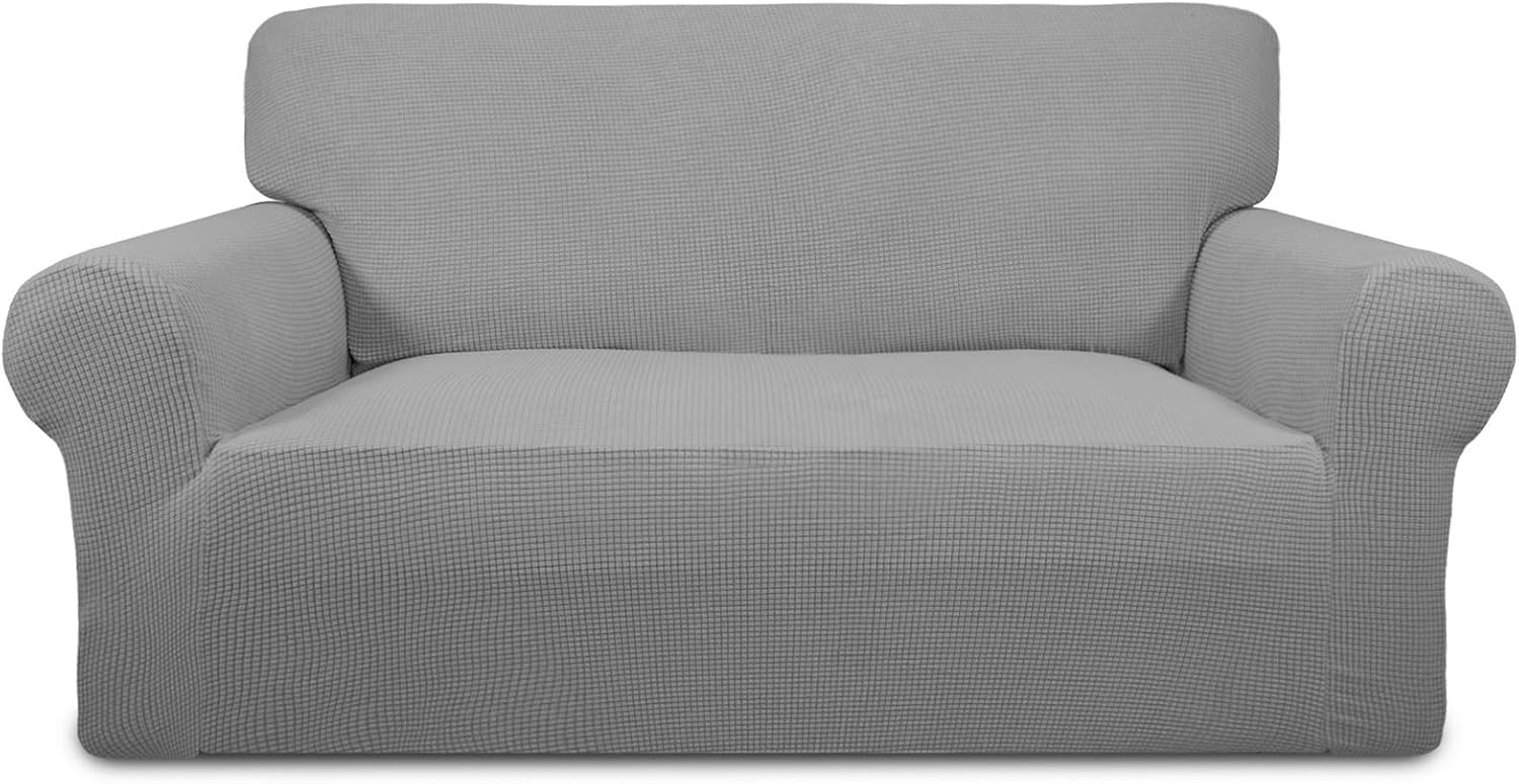 PureFit Stretch Chair Sofa Slipcover – Spandex Jacquard Non Slip Soft Couch Sofa Cover, Washable Furniture Protector with Non Skid Foam and Elastic Bottom for Kids (Chair, Dark Gray)