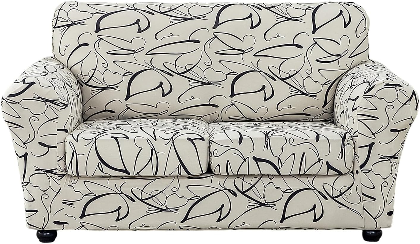 KRFOONN 2 Piece Chair Covers Printed Sofa Covers Couch Covers Washable Armchair Sofa Couch Slipcover Furniture Protector with Elastic Bottom for Living Room (Armchair, 23), Small