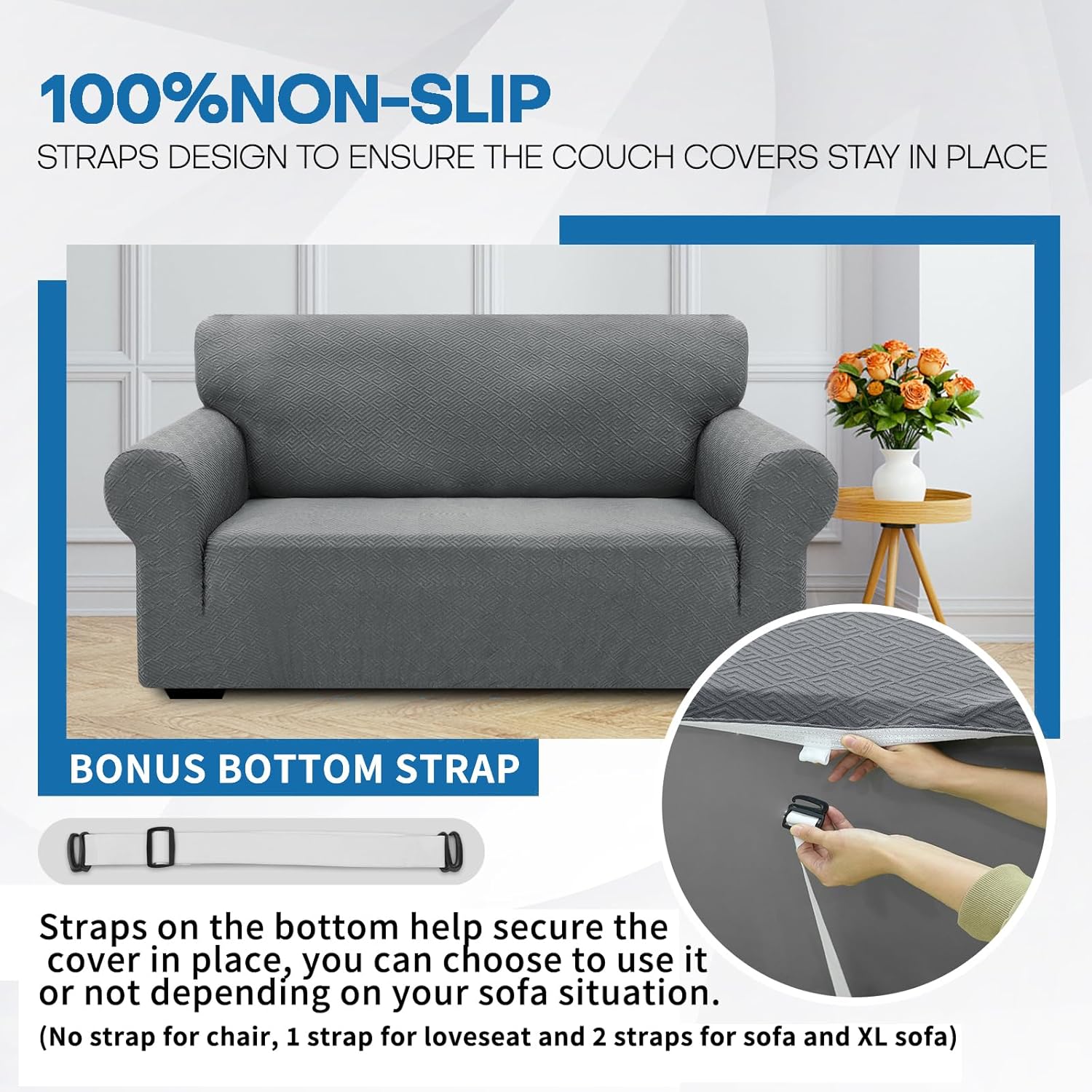 XINEAGE 2025 New Stretch Armchair Covers 1 Piece Chair Slipcovers Chair Protector for Living Room Thick Soft Chair Cover with Elastic Bottom Couch Cover for Pets Kids (31"-46", Light Gray)