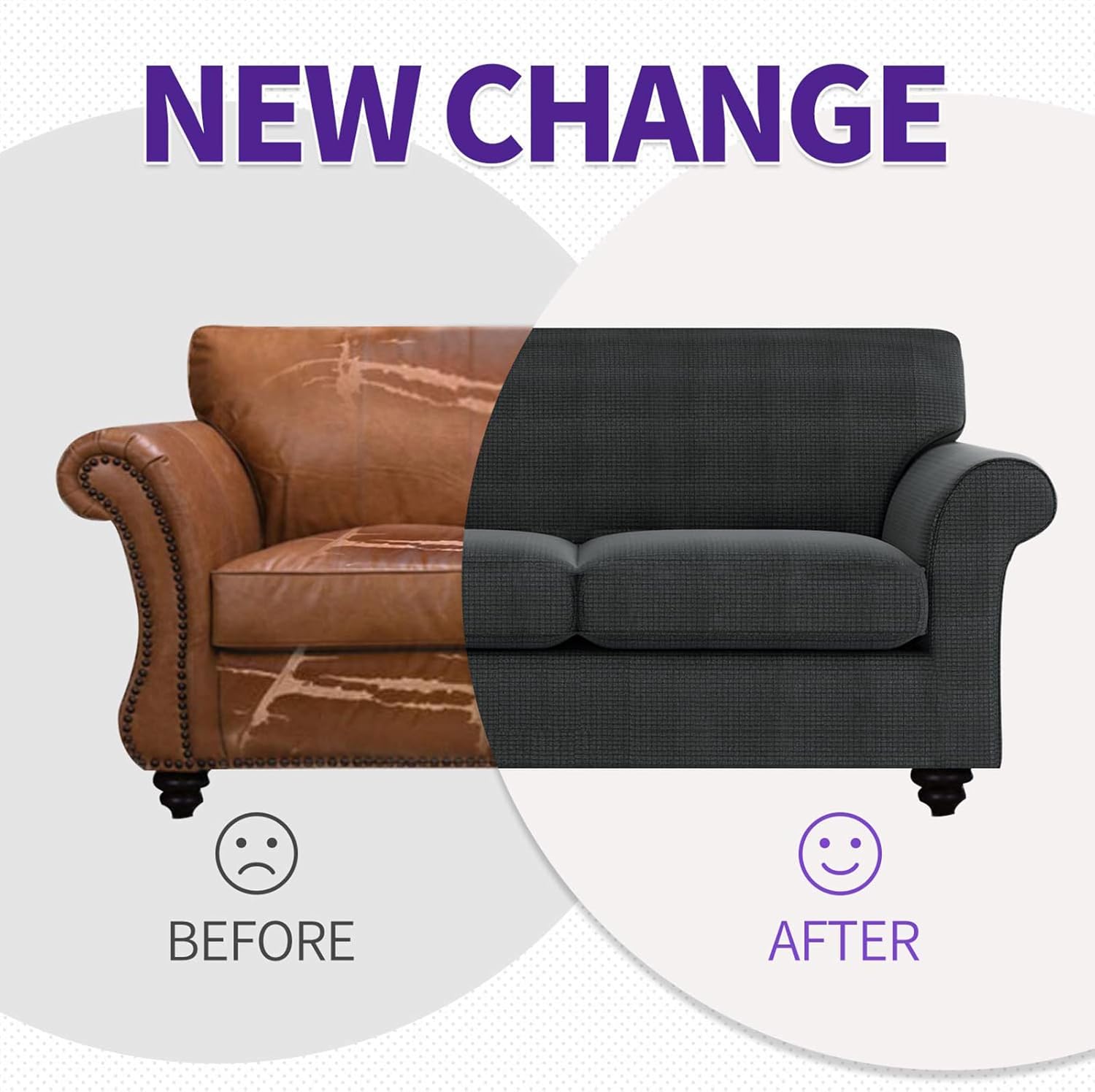 ZNSAYOTX 2 Piece Chair Covers for Living Room with Arms Anti Slip Stretch Arm Chair Slipcovers Sofa Armchair Slipcover Machine Washable Furniture Protector (Black and White, Chair)