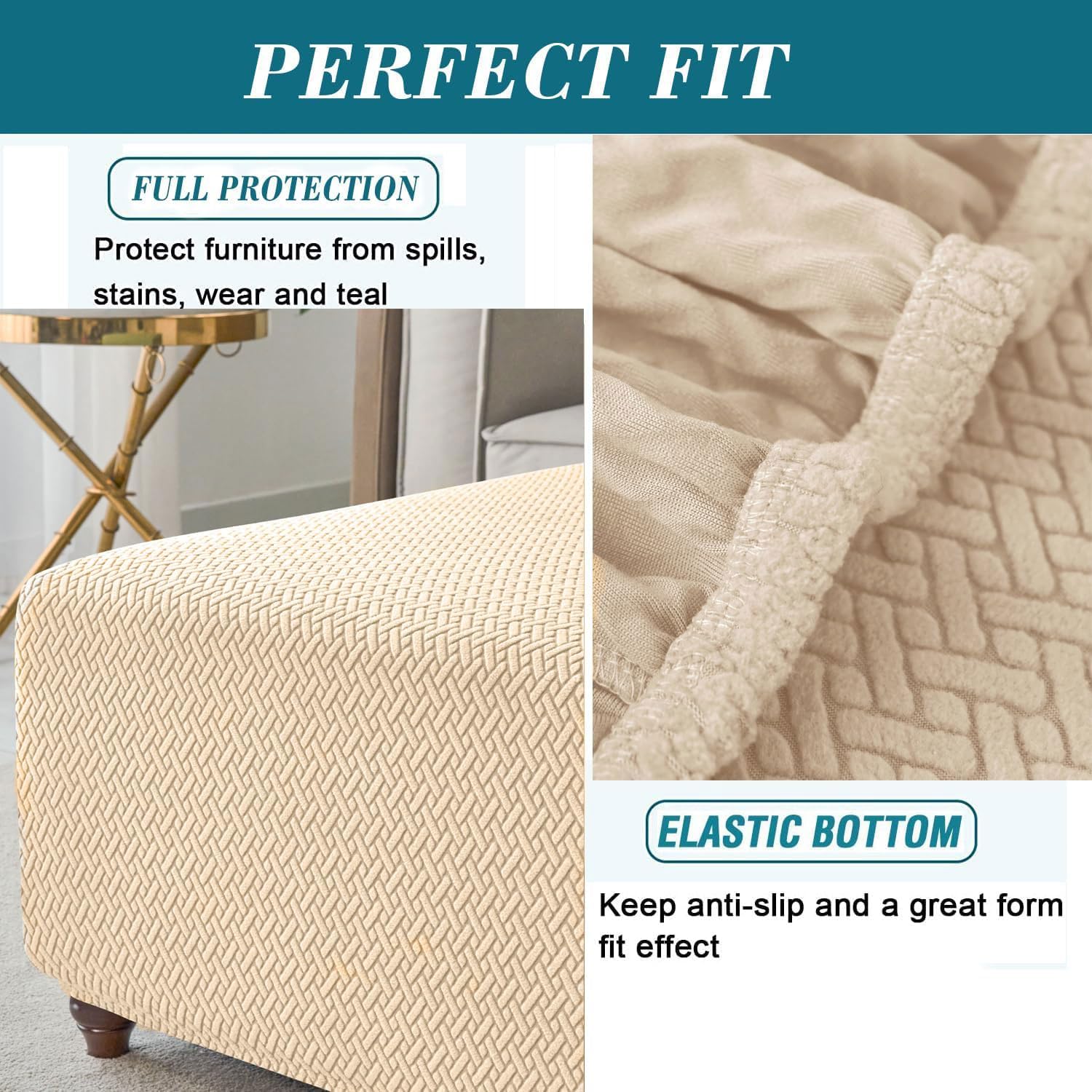 Stretch Knitted Jacquard Ottoman Cover