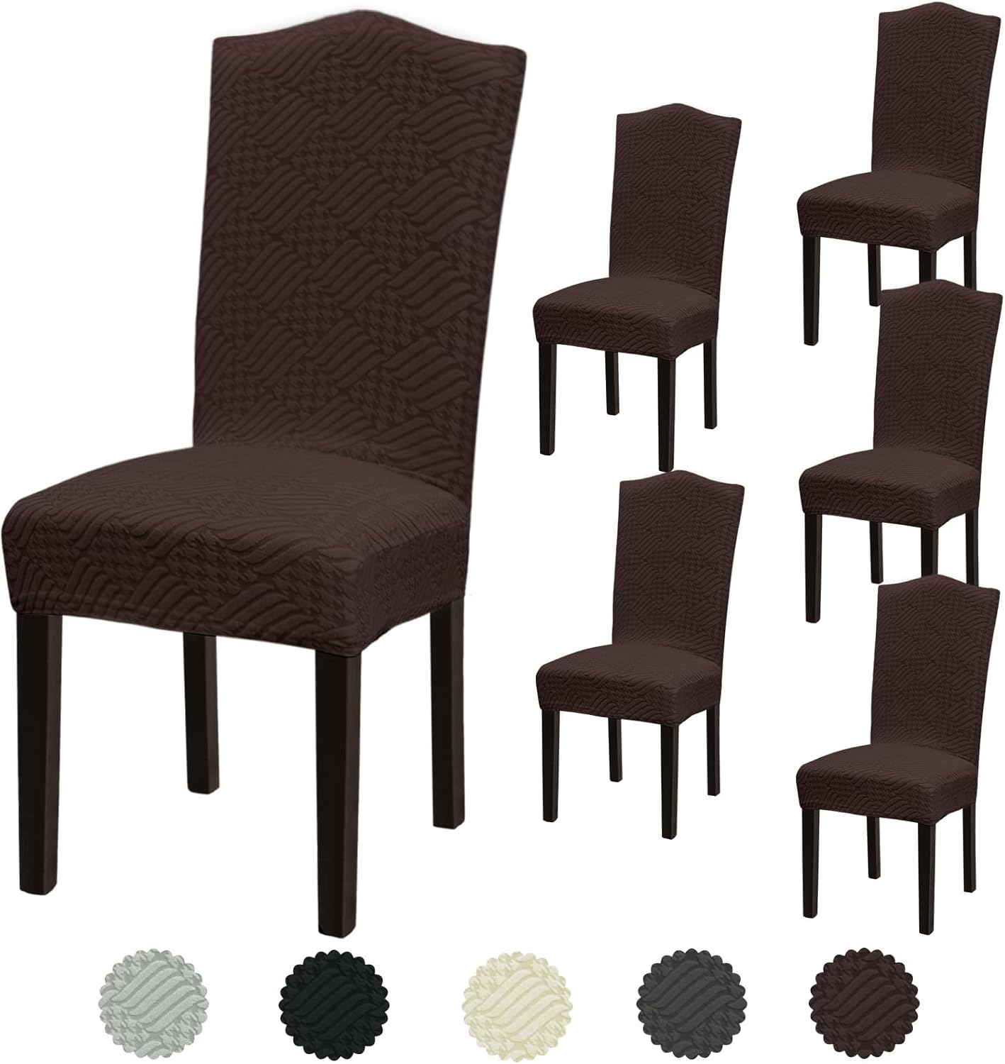 Stretch Dining Room Chair Covers Set of 6, Removable Washable Chair Covers for Dining Chairs,Dining Room, Hotel, Ceremony