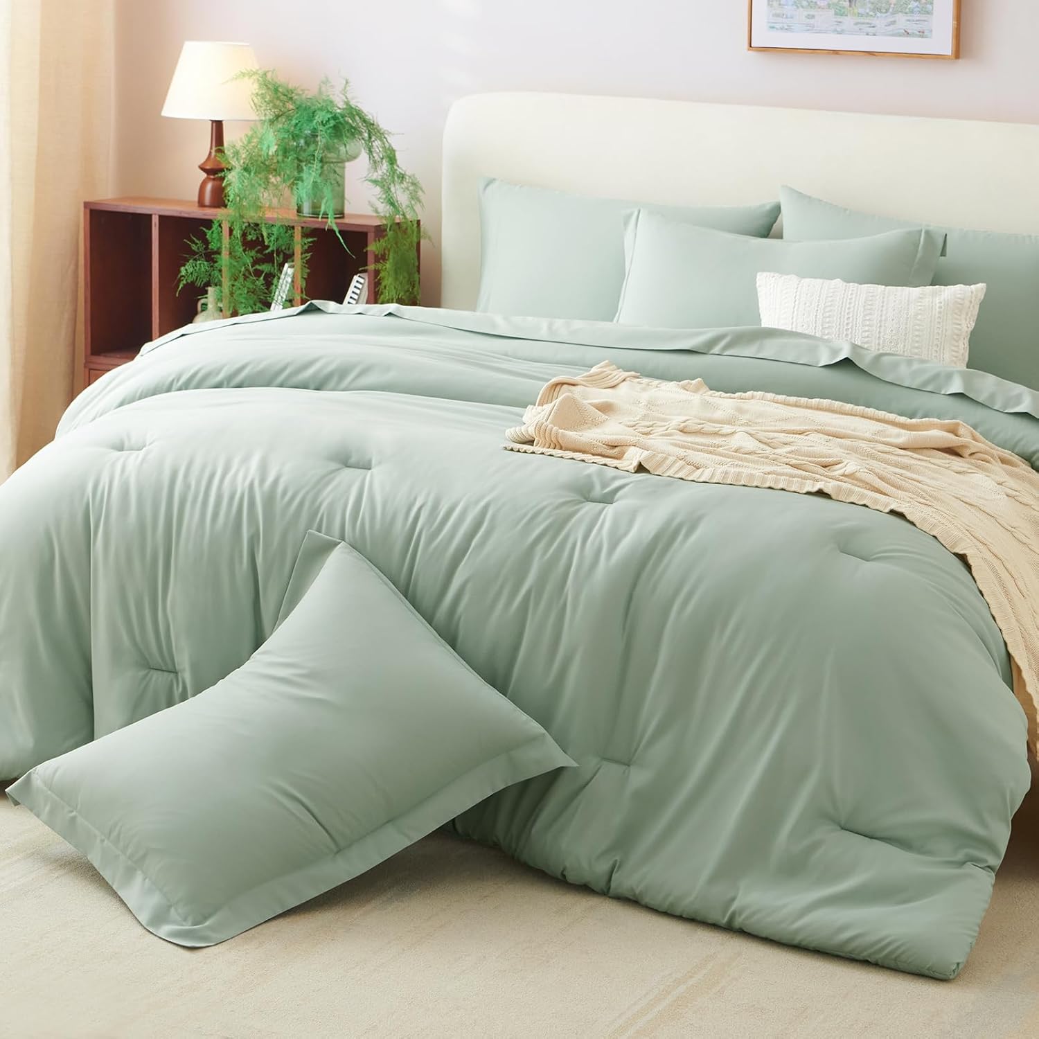 Queen Comforter Set Black, 7 Pieces