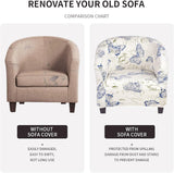 Club Chair Slipcover Stretch Barrel Chair Covers Printed Tub Chair Slipcovers Spandex Armchair Sofa Cover Removable Couch Furniture Protector Arm Chair Cover for Living Room (Dandelion)