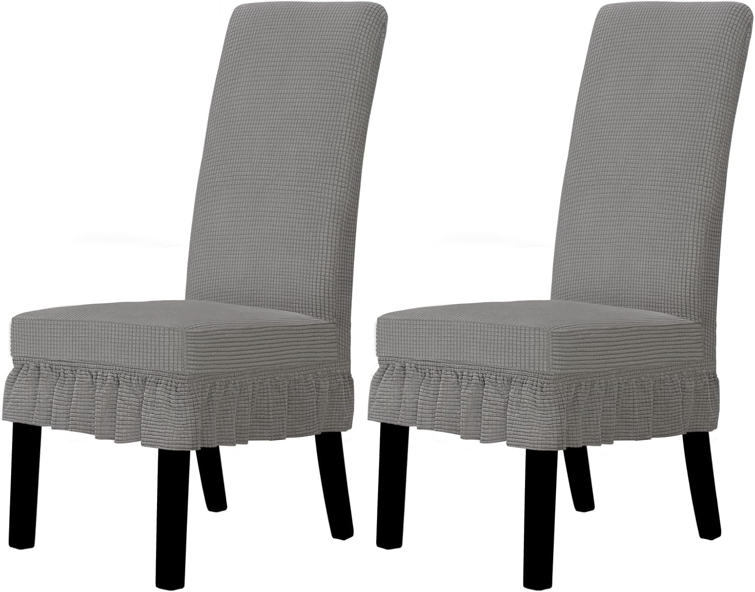 Easy-Going Dining Chair Covers Stretch Parsons Chair Slipcover with Skirt Chair Covers for Dining Room Restaurant Banquet (2 PCS, Light Gray)