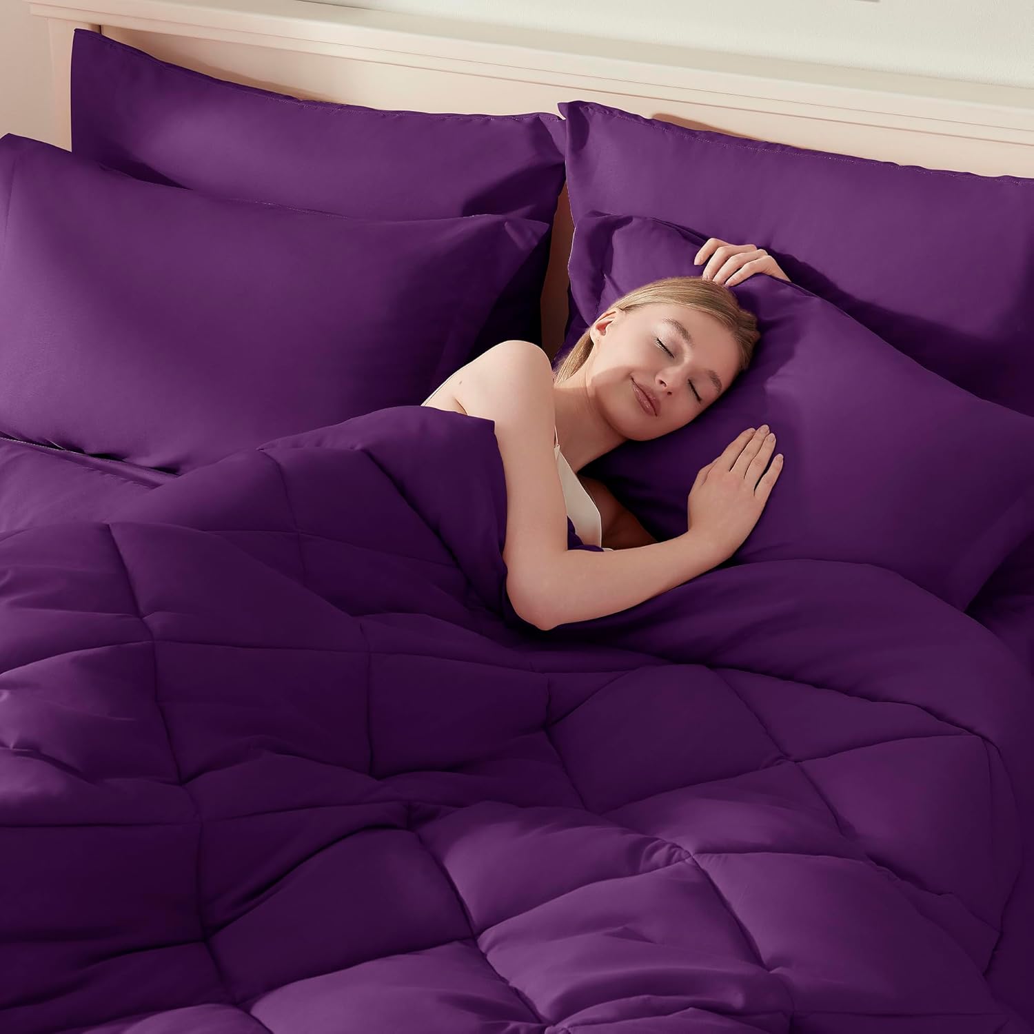 Full Comforter Set Purple- 7 Pieces