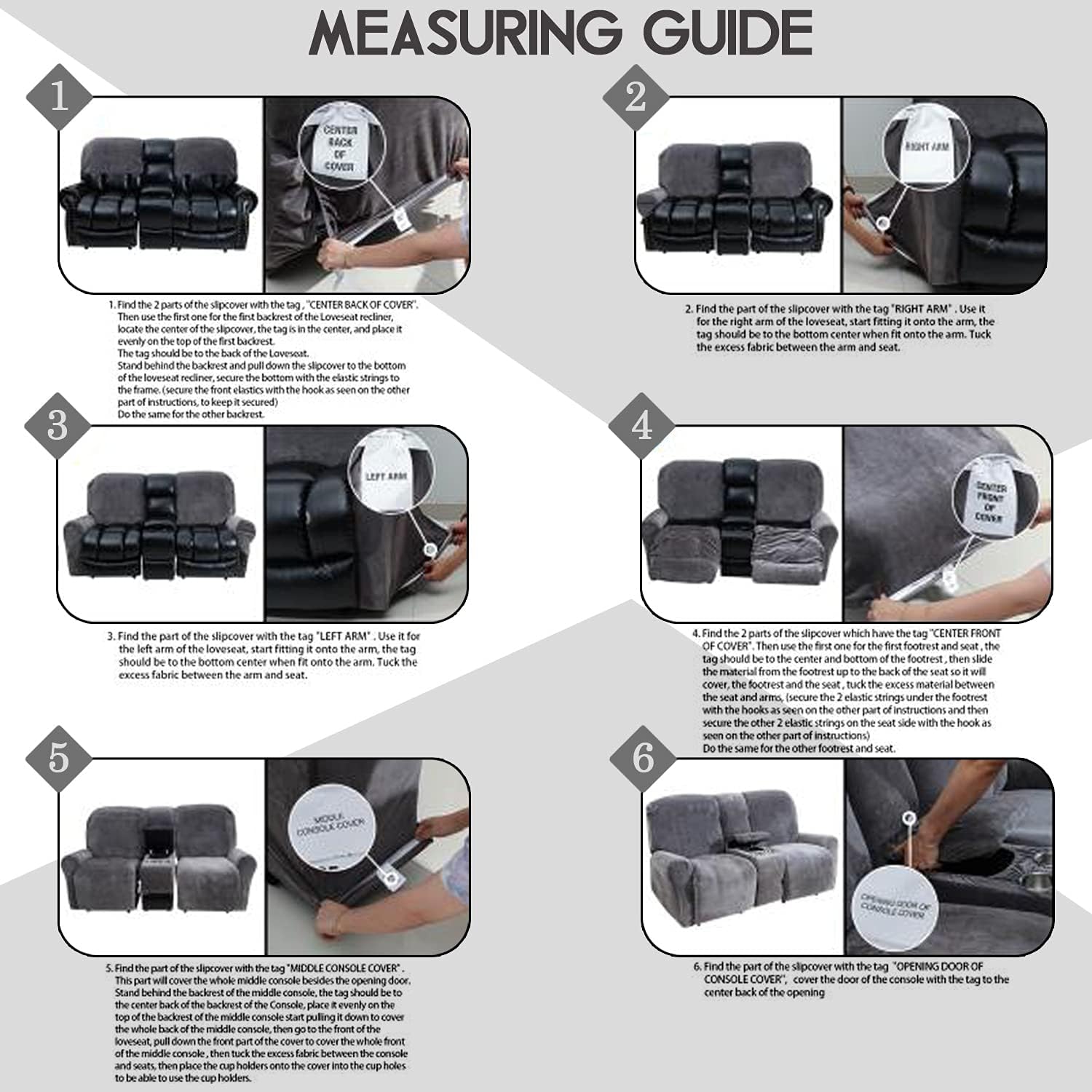 Reclining Love Seat with Middle Console Slipcover