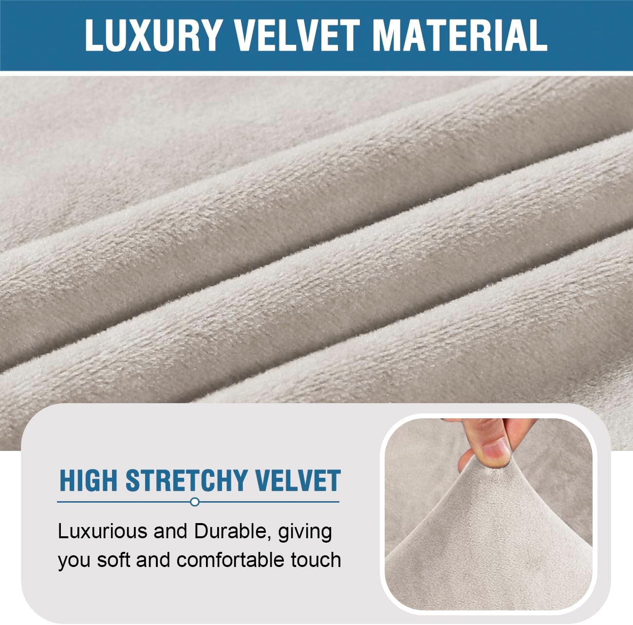 H.VERSAILTEX Armless Accent Chair Covers Thick Velvet Armless Chair Slipcovers High Stretch Chair Covers for Living Room Hotel Machine Washable Furniture Protector with Elastic Bottom, Ivory