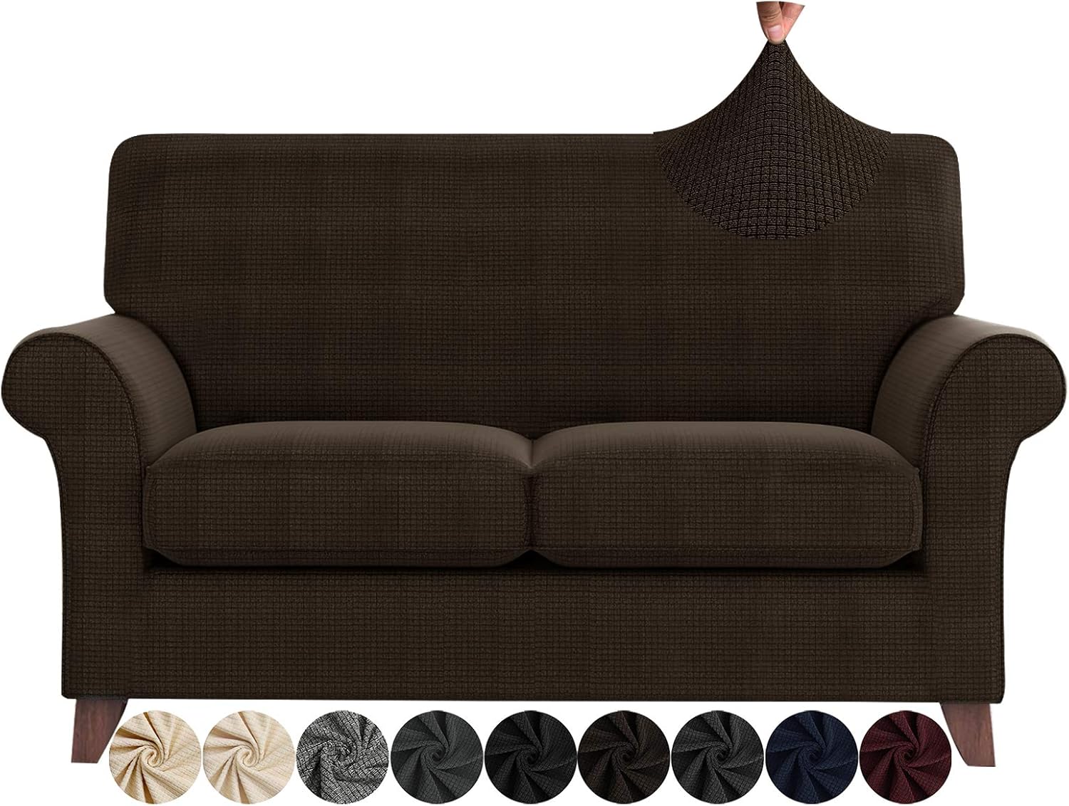 ZNSAYOTX 2 Piece Chair Covers for Living Room with Arms Anti Slip Stretch Arm Chair Slipcovers Sofa Armchair Slipcover Machine Washable Furniture Protector (Black and White, Chair)