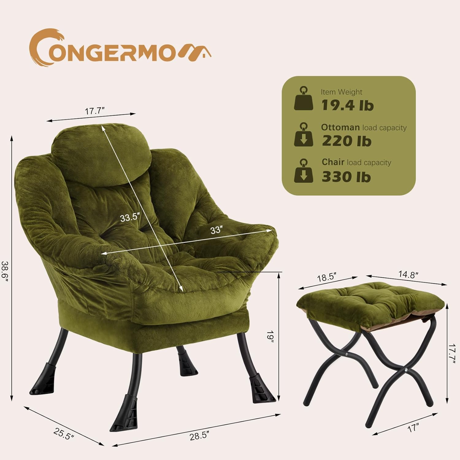 Lazy Chair with Folding Ottoman