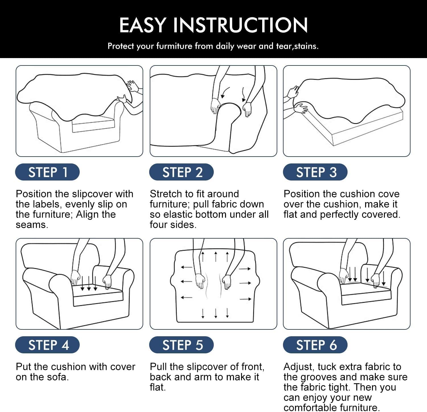 hyha Couch Covers, Chair/Sofa Covers, Floral Pattern, Stretch, Printed, 2 Pieces, Armchair Slipcover, Separate Couch Cushion Slipcover, Furniture Protector for Dogs(Armchair, Paisley Floral)