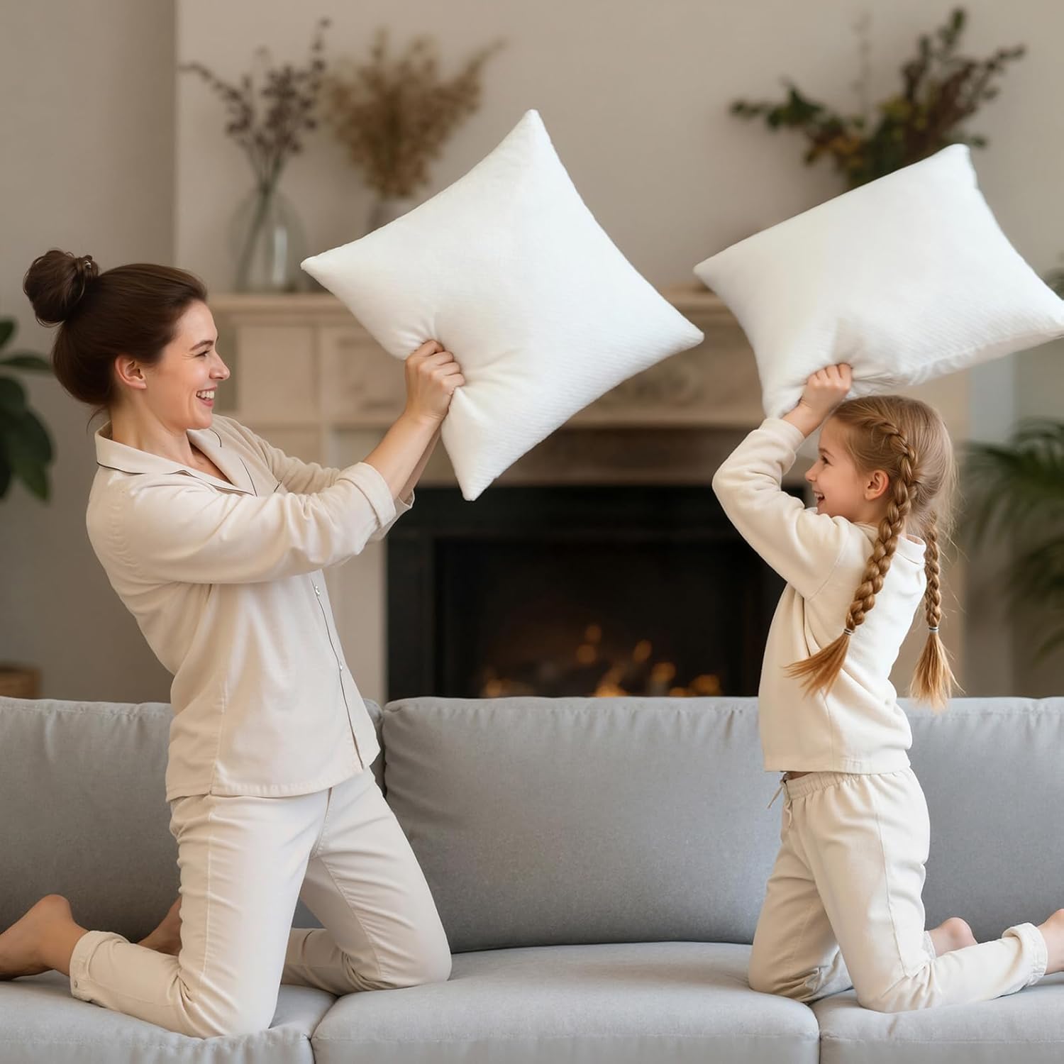 Phantoscope Pillow Inserts, Hypoallergenic 100% Virgin Fiber Square Form Microfiber Throw Pillow Inserts, Couch Bed Pillows 45x45 cm, 18x18 Inch (Pack of 4)